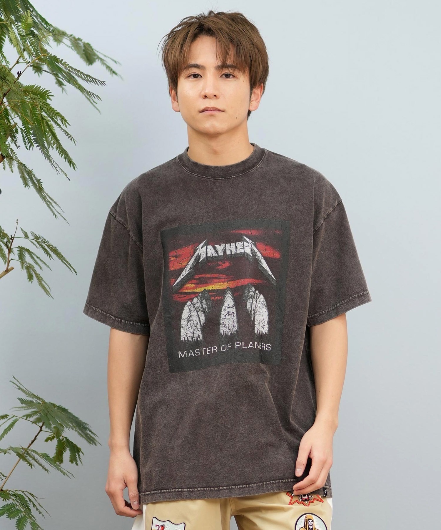 LOST ロスト 半袖 Tシャツ メンズ フロントプリント バンドT L25S-2108 ムラサキスポーツ限定(BLK1-M)