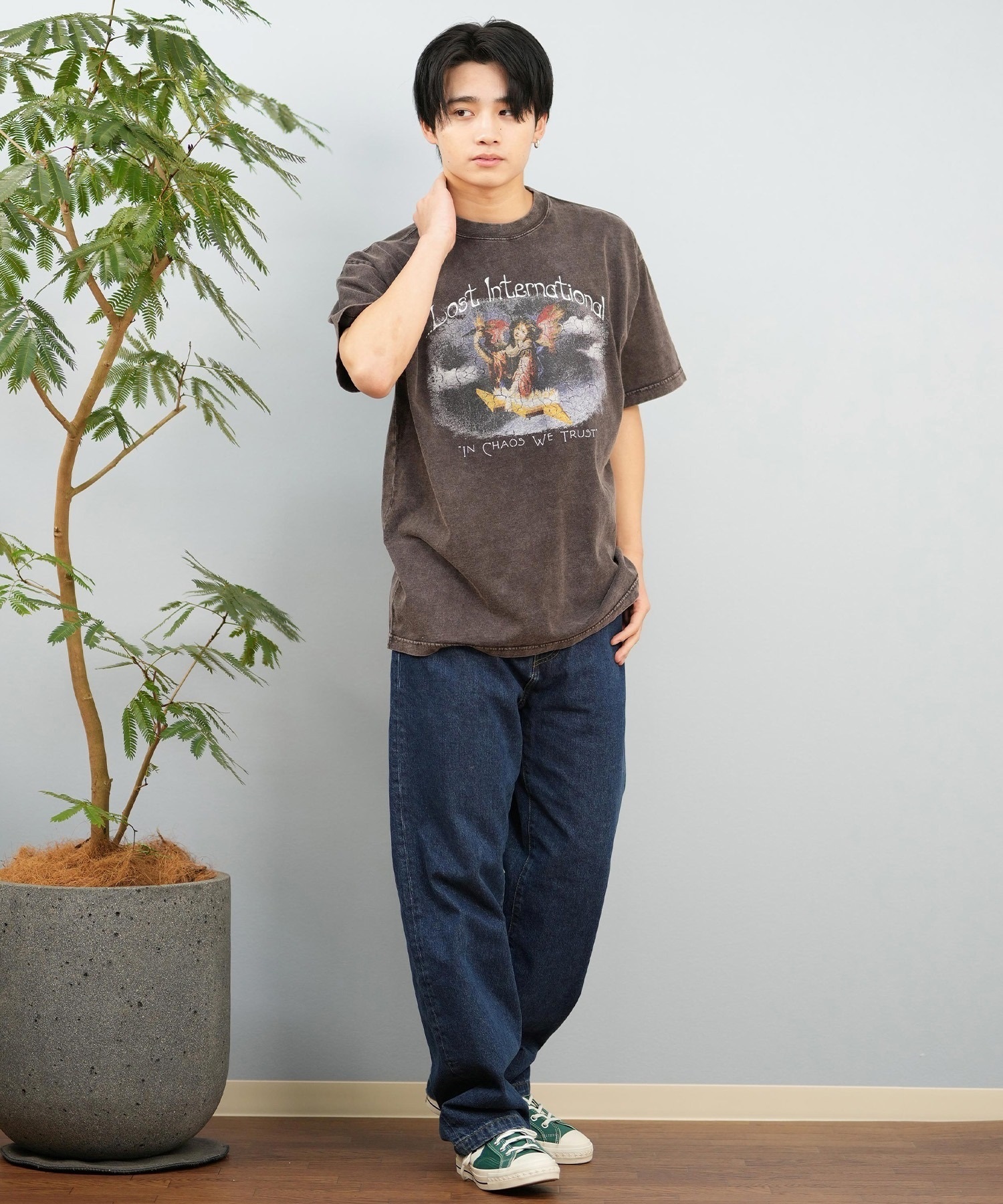 LOST ロスト 半袖 Tシャツ メンズ フロントプリント バンドT L25S-2108 ムラサキスポーツ限定(BLK1-M)