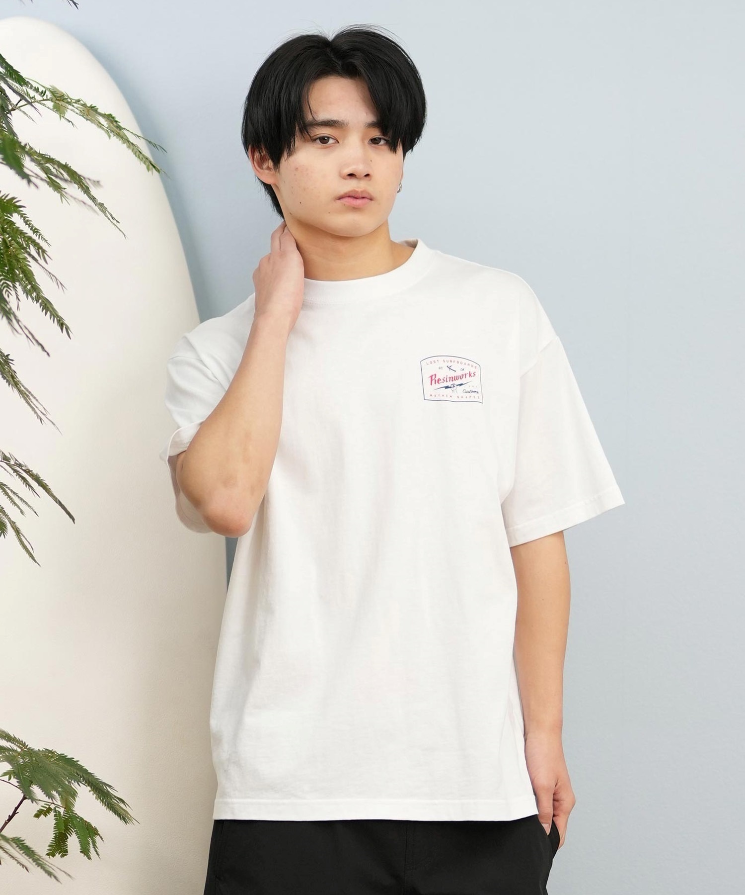 LOST ロスト 半袖 Tシャツ メンズ バックプリント ヘビーウェイト L25S-2109 ムラサキスポーツ限定(WHT-M)