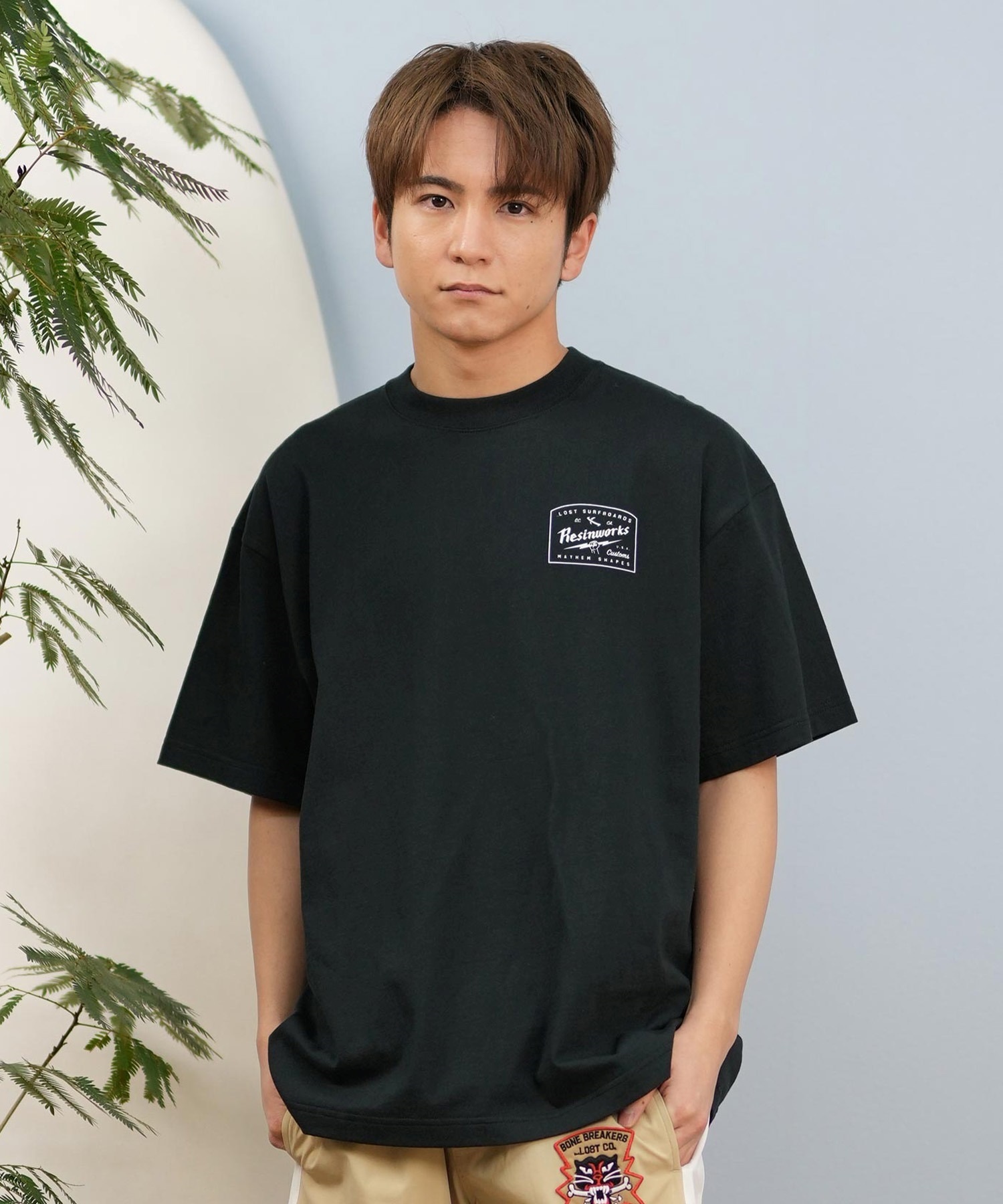 LOST ロスト 半袖 Tシャツ メンズ バックプリント ヘビーウェイト L25S-2109 ムラサキスポーツ限定(WHT-M)