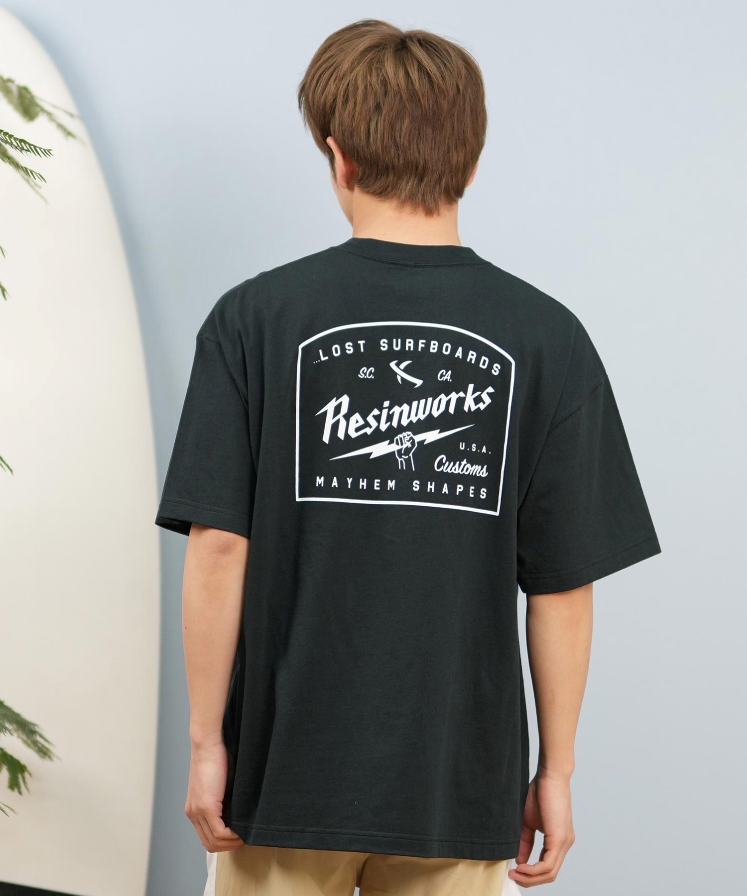 LOST ロスト 半袖 Tシャツ メンズ バックプリント ヘビーウェイト L25S-2109 ムラサキスポーツ限定(WHT-M)
