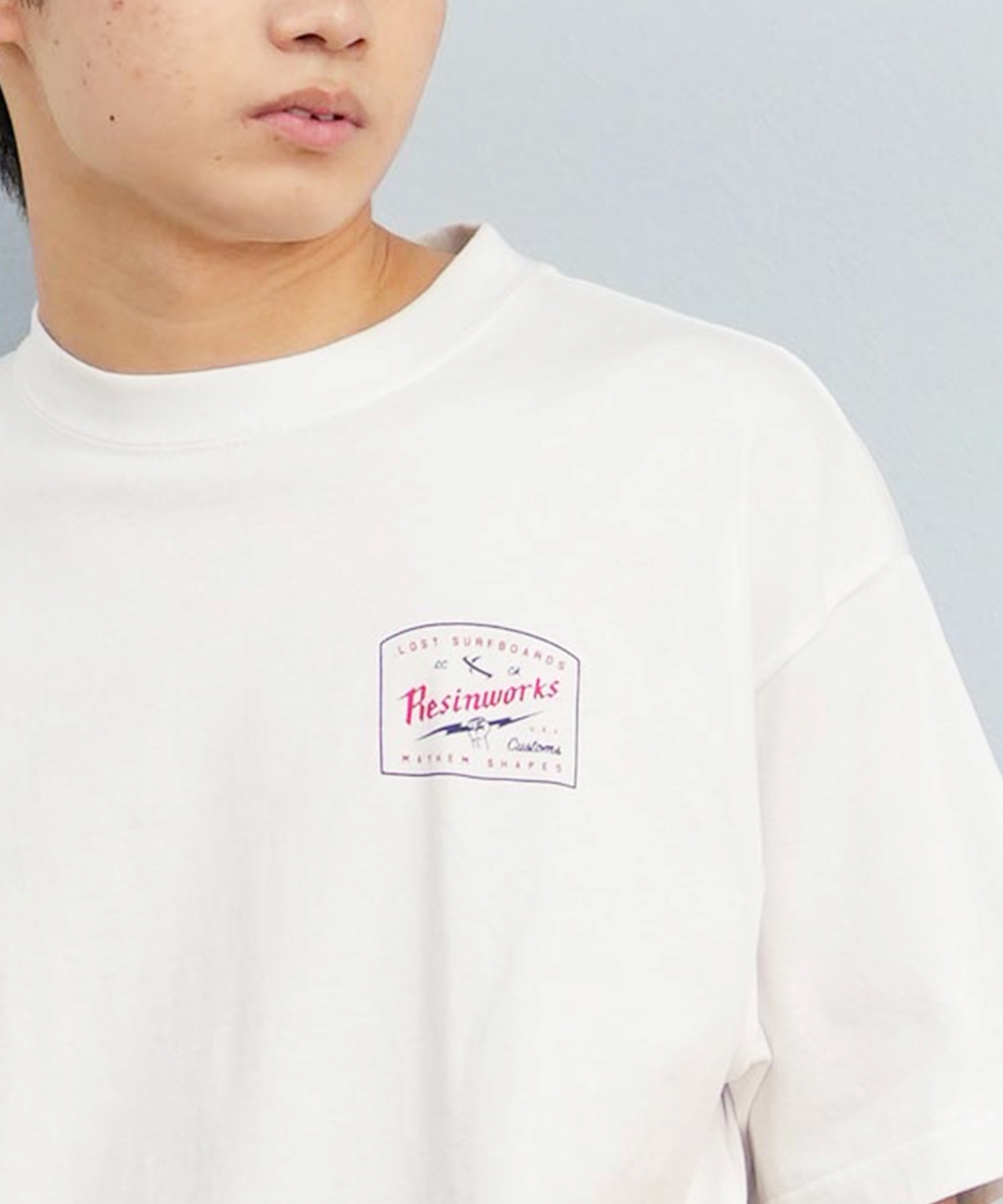 LOST ロスト 半袖 Tシャツ メンズ バックプリント ヘビーウェイト L25S-2109 ムラサキスポーツ限定(WHT-M)