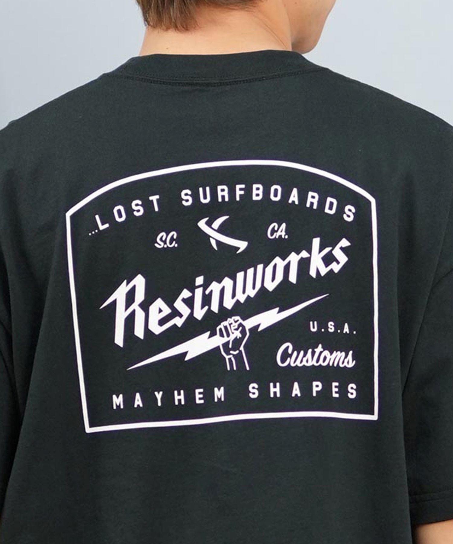 LOST ロスト 半袖 Tシャツ メンズ バックプリント ヘビーウェイト L25S-2109 ムラサキスポーツ限定(WHT-M)