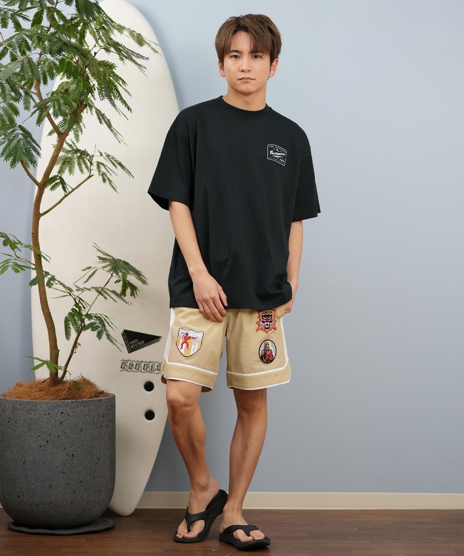 LOST ロスト 半袖 Tシャツ メンズ バックプリント ヘビーウェイト L25S-2109 ムラサキスポーツ限定(WHT-M)
