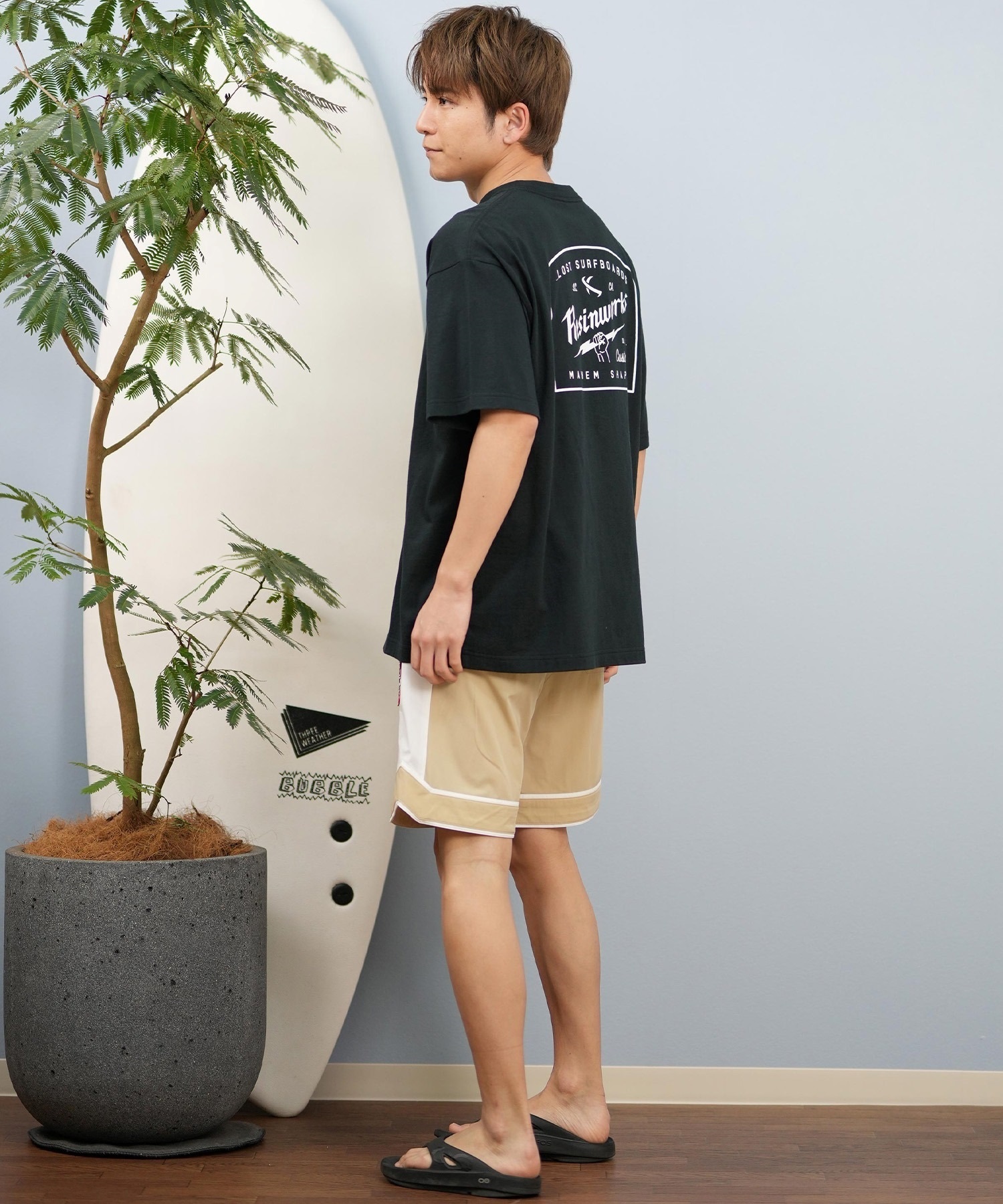 LOST ロスト 半袖 Tシャツ メンズ バックプリント ヘビーウェイト L25S-2109 ムラサキスポーツ限定(WHT-M)