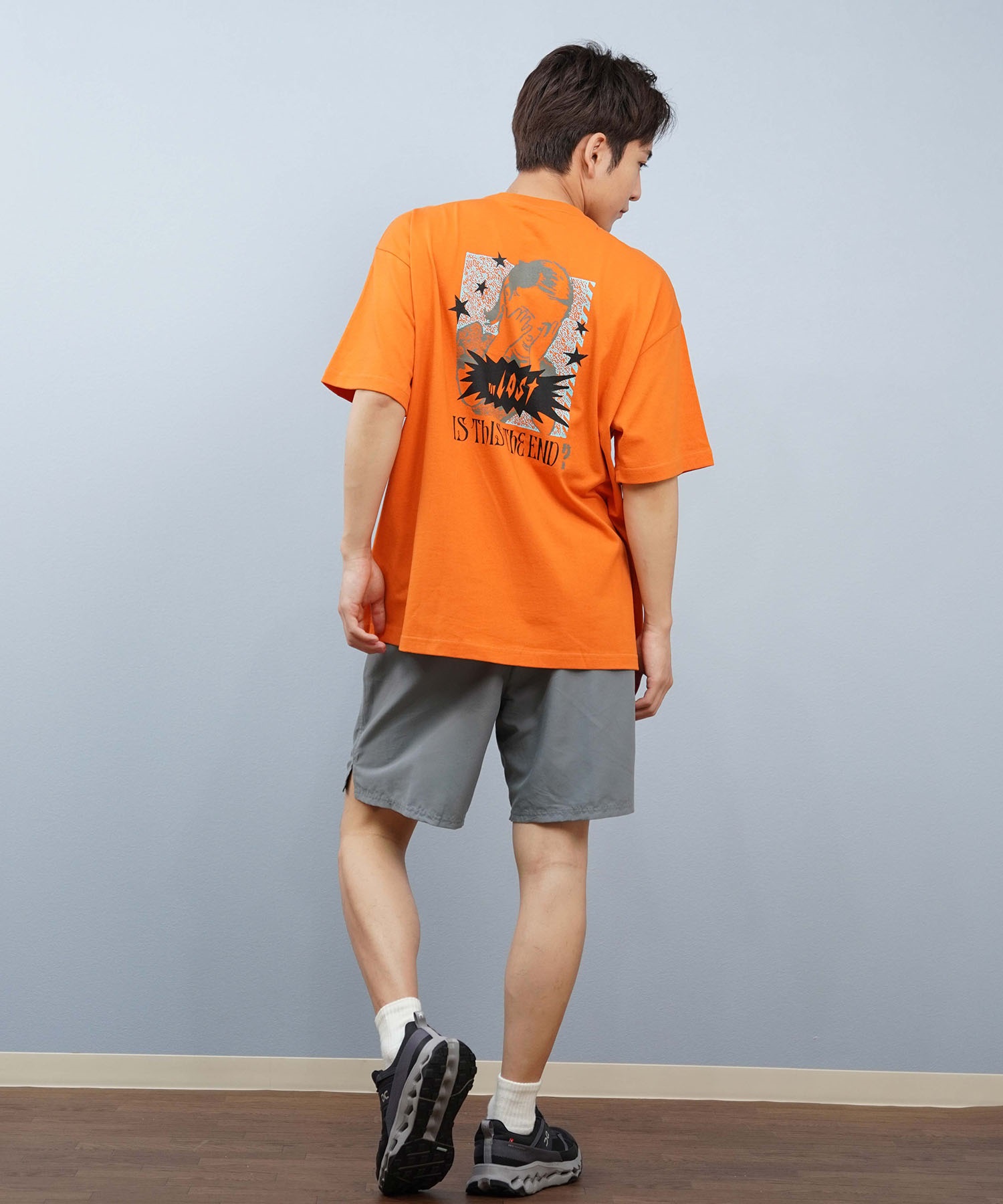 LOST ロスト 半袖 Tシャツ メンズ バックプリント L25S-2115 ムラサキ