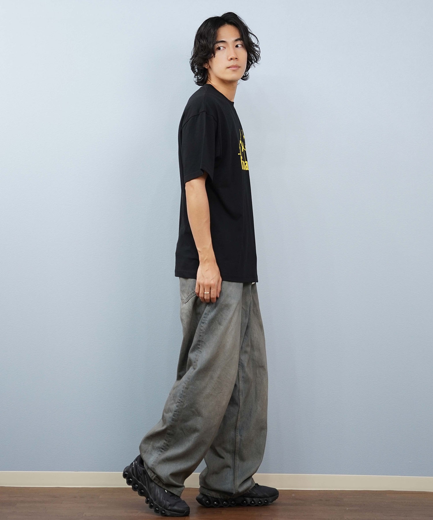 LOST ロスト 半袖 Tシャツ メンズ フロントプリント ロゴ L25S-2116 ムラサキスポーツ限定(BLK-M)
