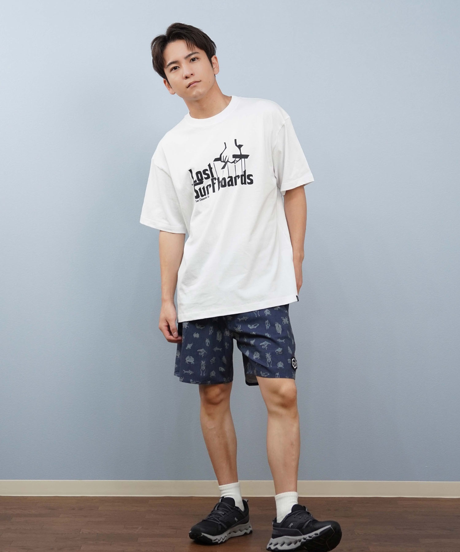 LOST ロスト 半袖 Tシャツ メンズ フロントプリント ロゴ L25S-2116 ムラサキスポーツ限定(BLK-M)