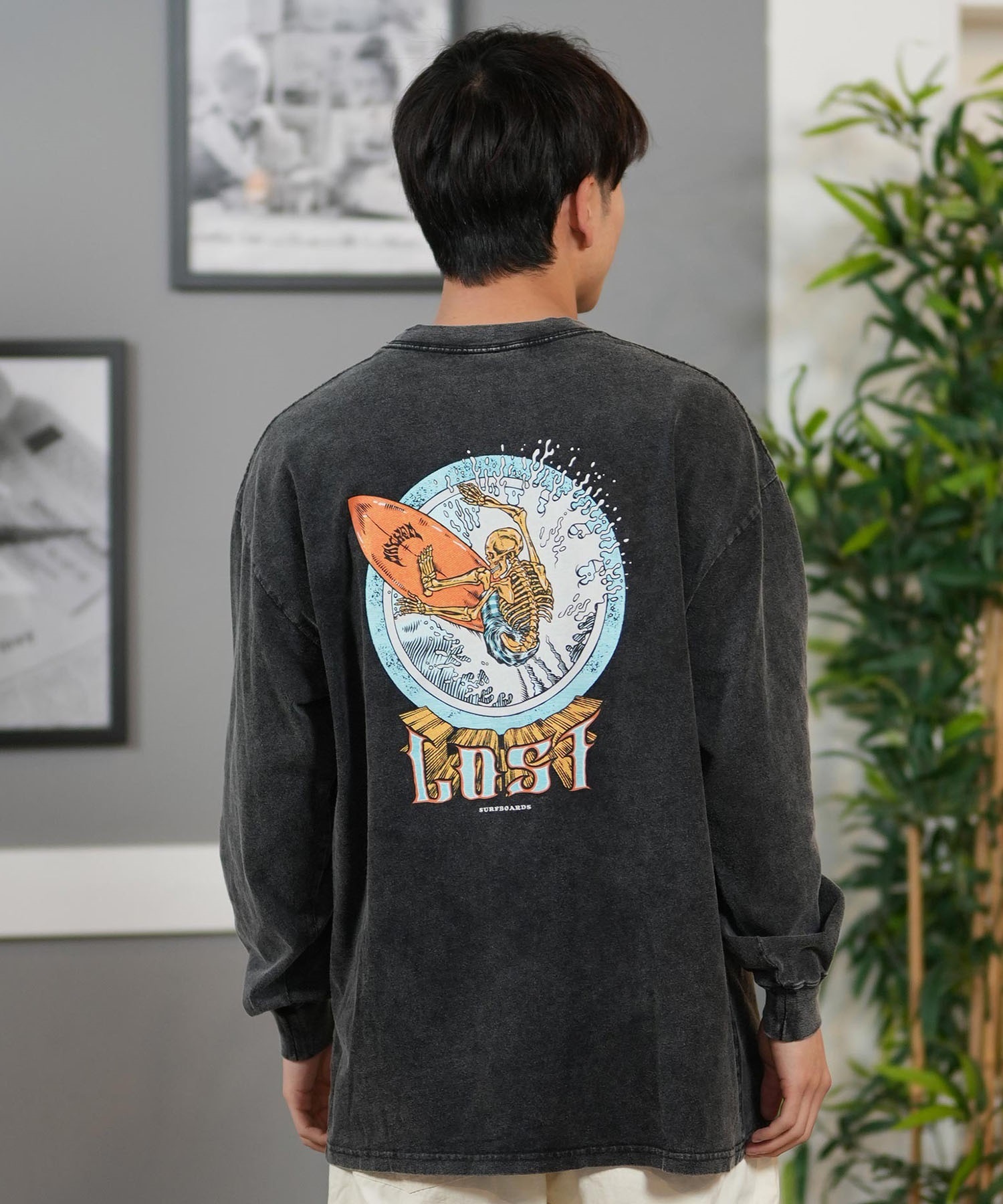 lost ロスト 長袖 Tシャツ メンズ バックプリント オーバーサイズ ユニ