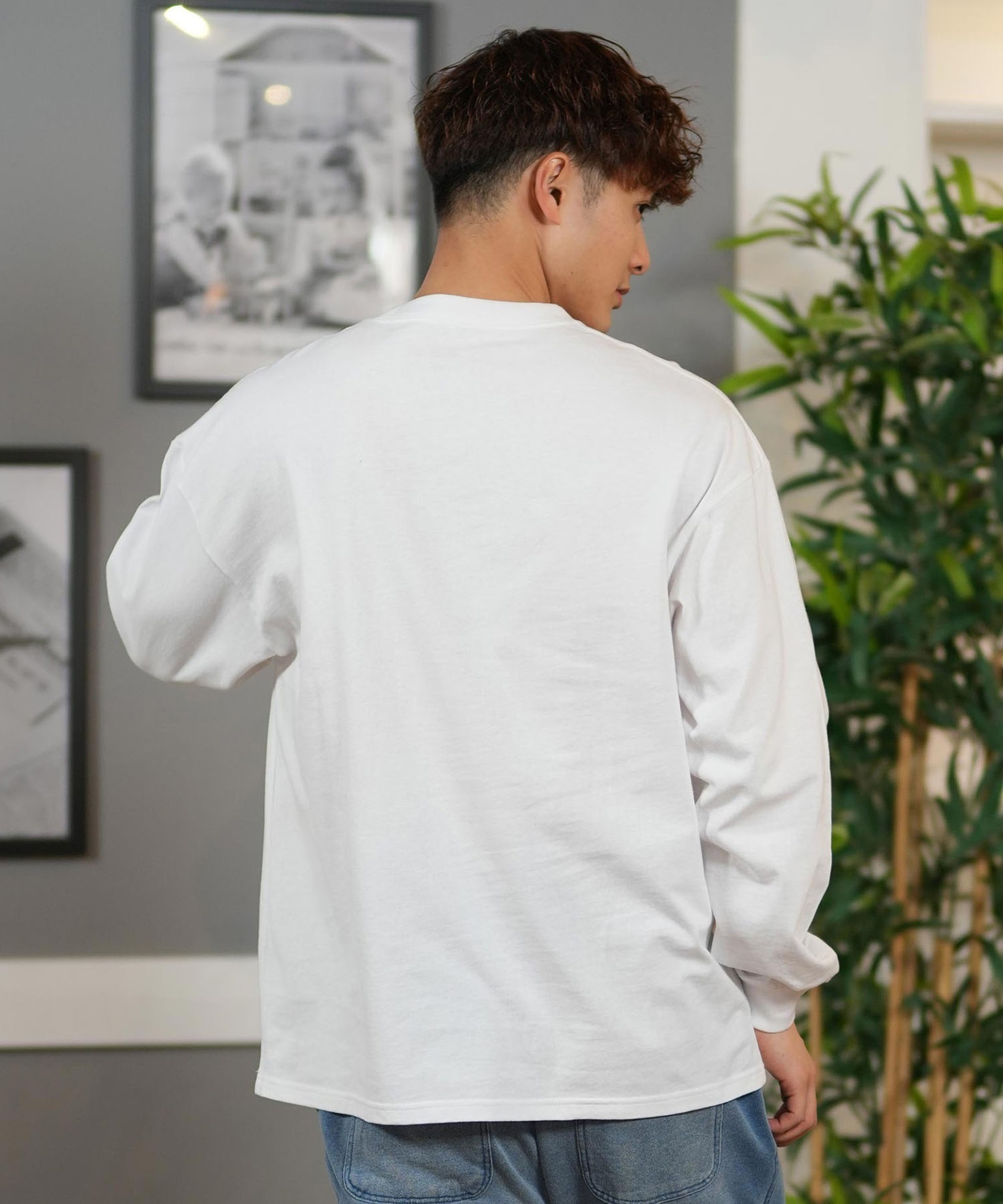 lost ロスト 長袖 Tシャツ メンズ フロントプリント オーバーサイズ ユニセックス ムラサキスポーツ限定 L25S2205(BLACK-M)