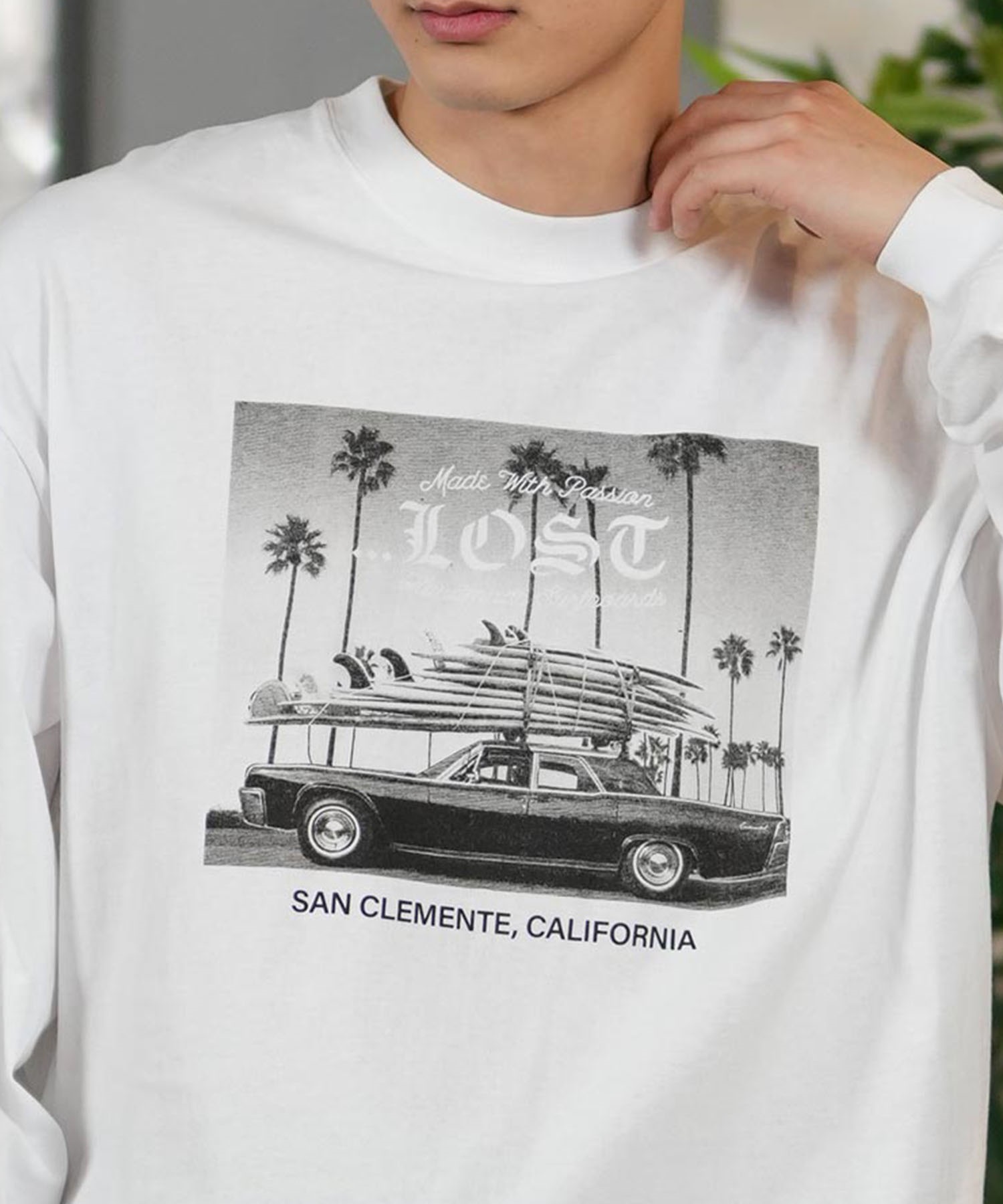 lost ロスト 長袖 Tシャツ メンズ フロントプリント オーバーサイズ ユニセックス ムラサキスポーツ限定 L25S2205(BLACK-M)