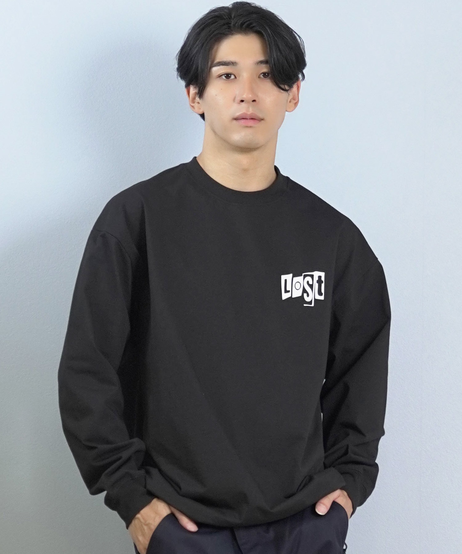 lost ロスト 長袖 Tシャツ ロンT メンズ AIRDRYシリーズ UVカット 遮熱性 吸汗速乾 LOGOS LS TEE L25F-2206 ムラサキスポーツ限定(BLK-M)