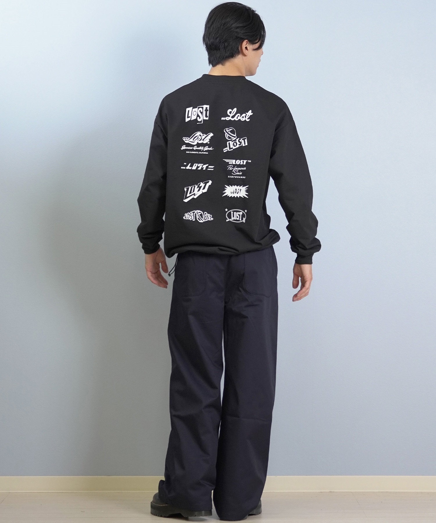 lost ロスト 長袖 Tシャツ ロンT メンズ AIRDRYシリーズ UVカット 遮熱性 吸汗速乾 LOGOS LS TEE L25F-2206 ムラサキスポーツ限定(BLK-M)