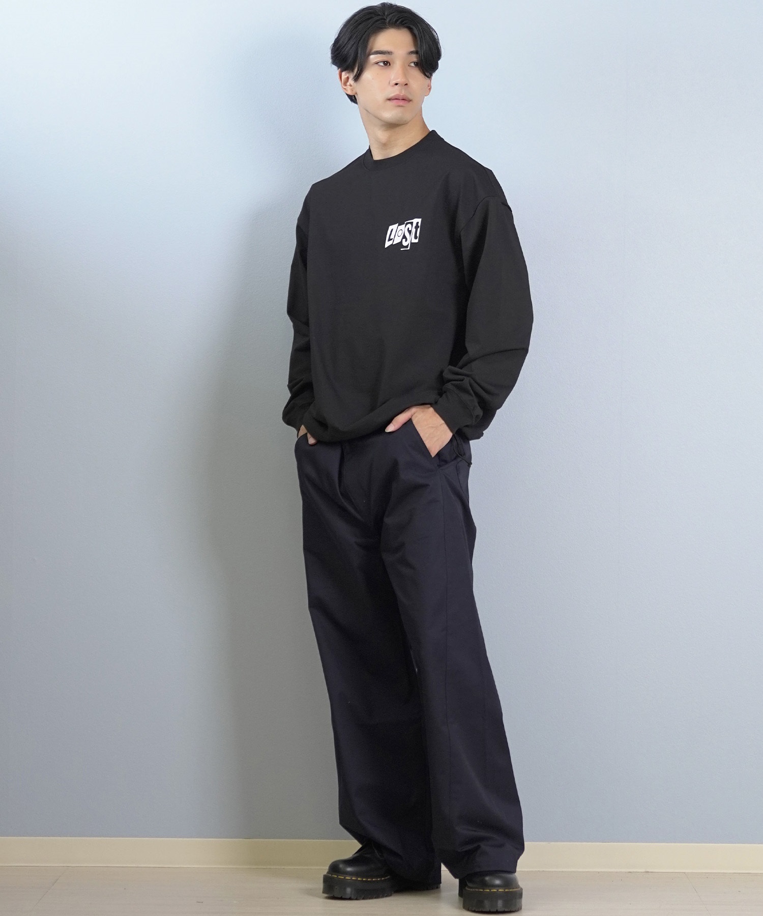 lost ロスト 長袖 Tシャツ ロンT メンズ AIRDRYシリーズ UVカット 遮熱性 吸汗速乾 LOGOS LS TEE L25F-2206 ムラサキスポーツ限定(BLK-M)