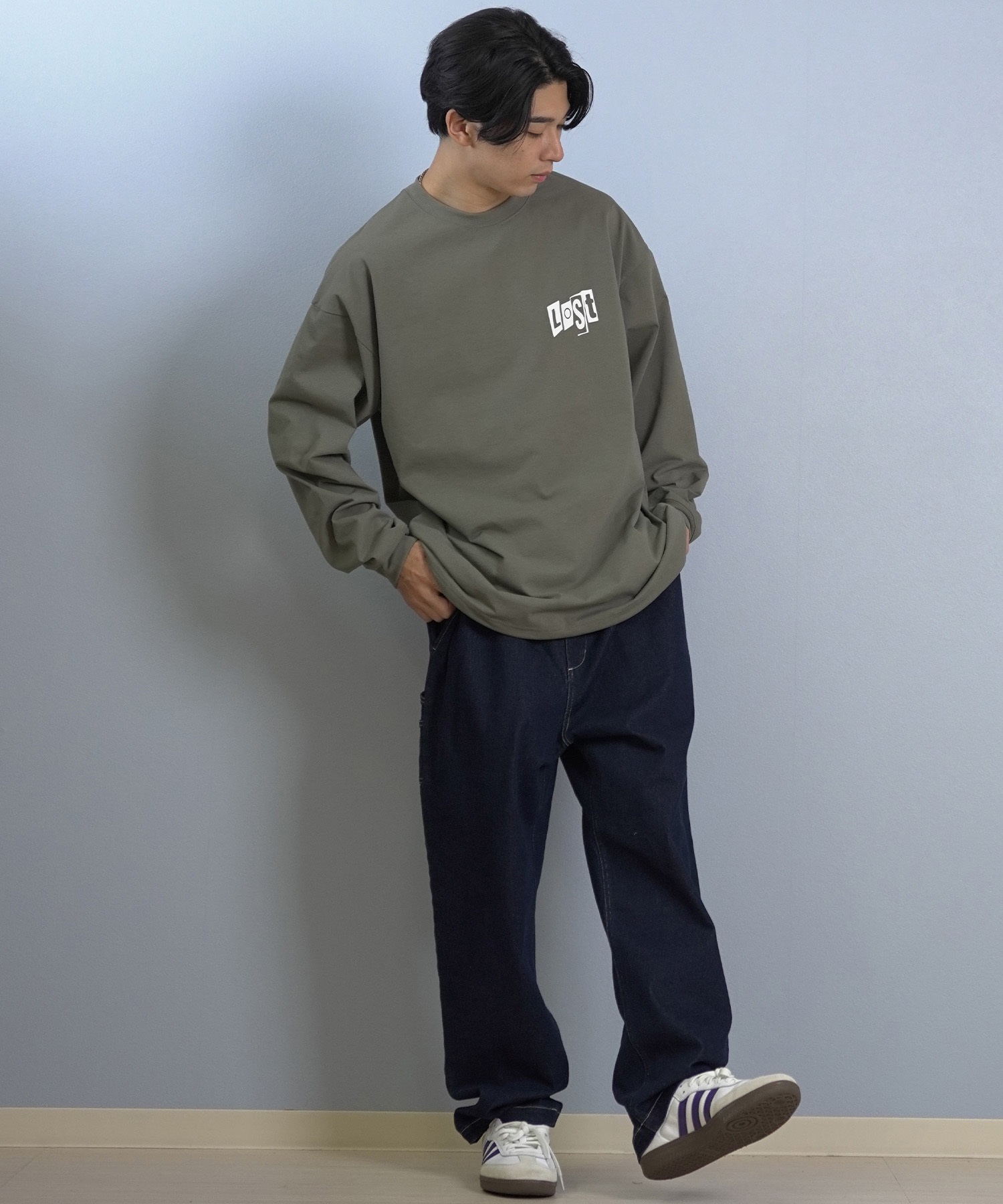 lost ロスト 長袖 Tシャツ ロンT メンズ AIRDRYシリーズ UVカット 遮熱性 吸汗速乾 LOGOS LS TEE L25F-2206 ムラサキスポーツ限定(BLK-M)