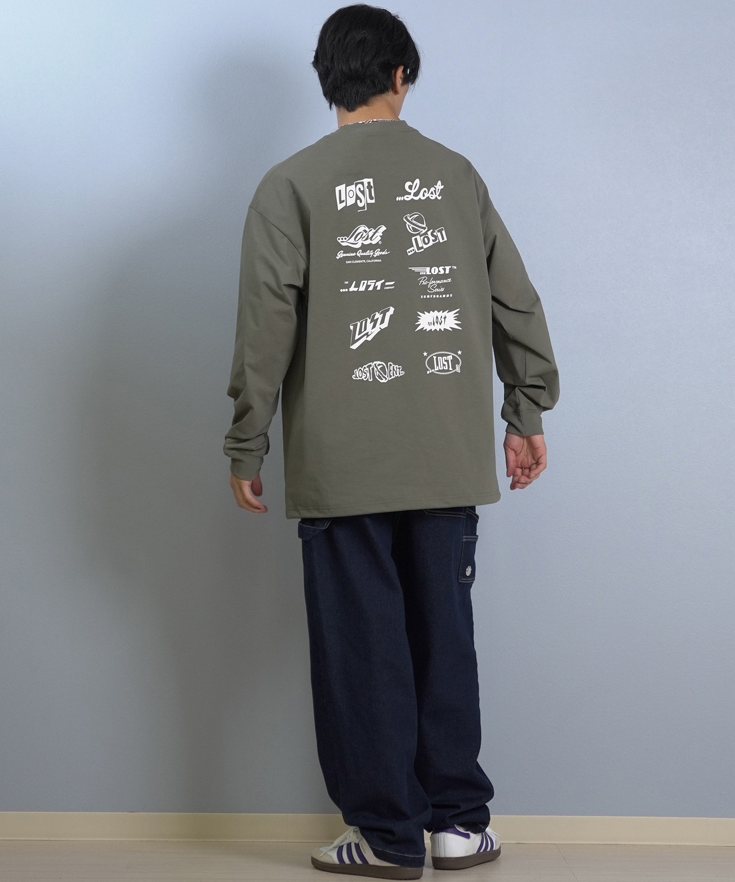 lost ロスト 長袖 Tシャツ ロンT メンズ AIRDRYシリーズ UVカット 遮熱性 吸汗速乾 LOGOS LS TEE L25F-2206 ムラサキスポーツ限定(BLK-M)