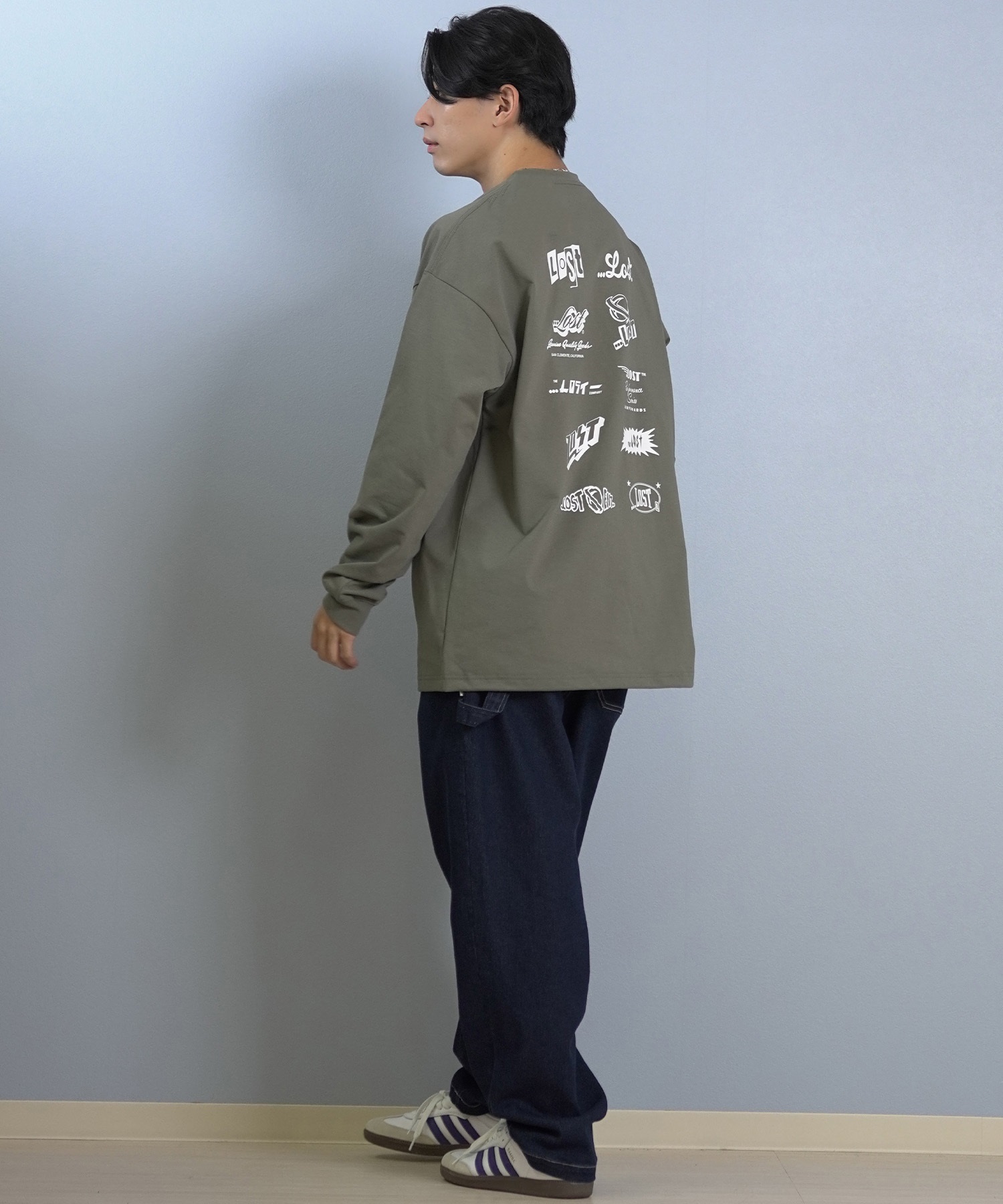 lost ロスト 長袖 Tシャツ ロンT メンズ AIRDRYシリーズ UVカット 遮熱性 吸汗速乾 LOGOS LS TEE L25F-2206 ムラサキスポーツ限定(BLK-M)