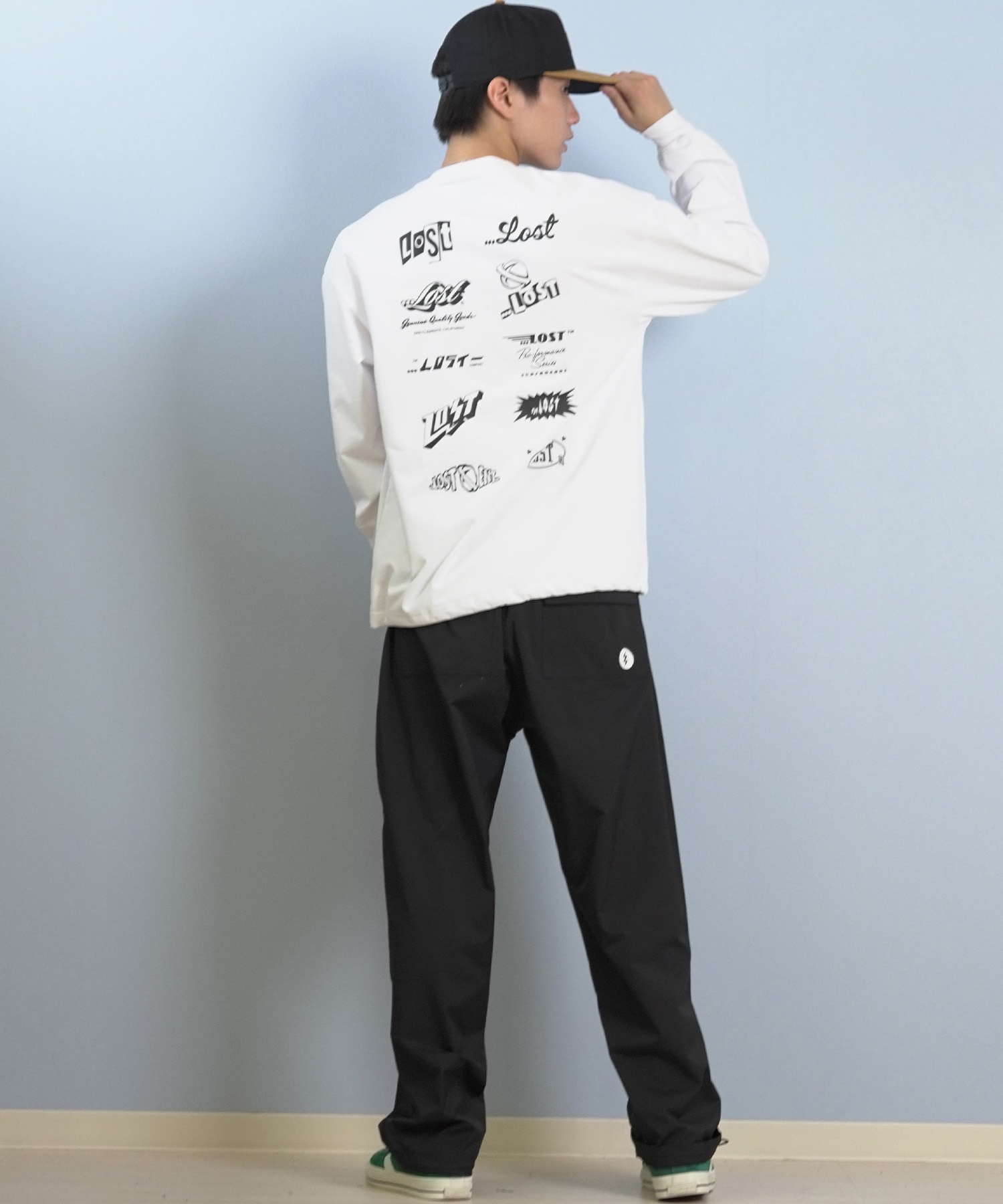 lost ロスト 長袖 Tシャツ ロンT メンズ AIRDRYシリーズ UVカット 遮熱性 吸汗速乾 LOGOS LS TEE L25F-2206 ムラサキスポーツ限定(BLK-M)