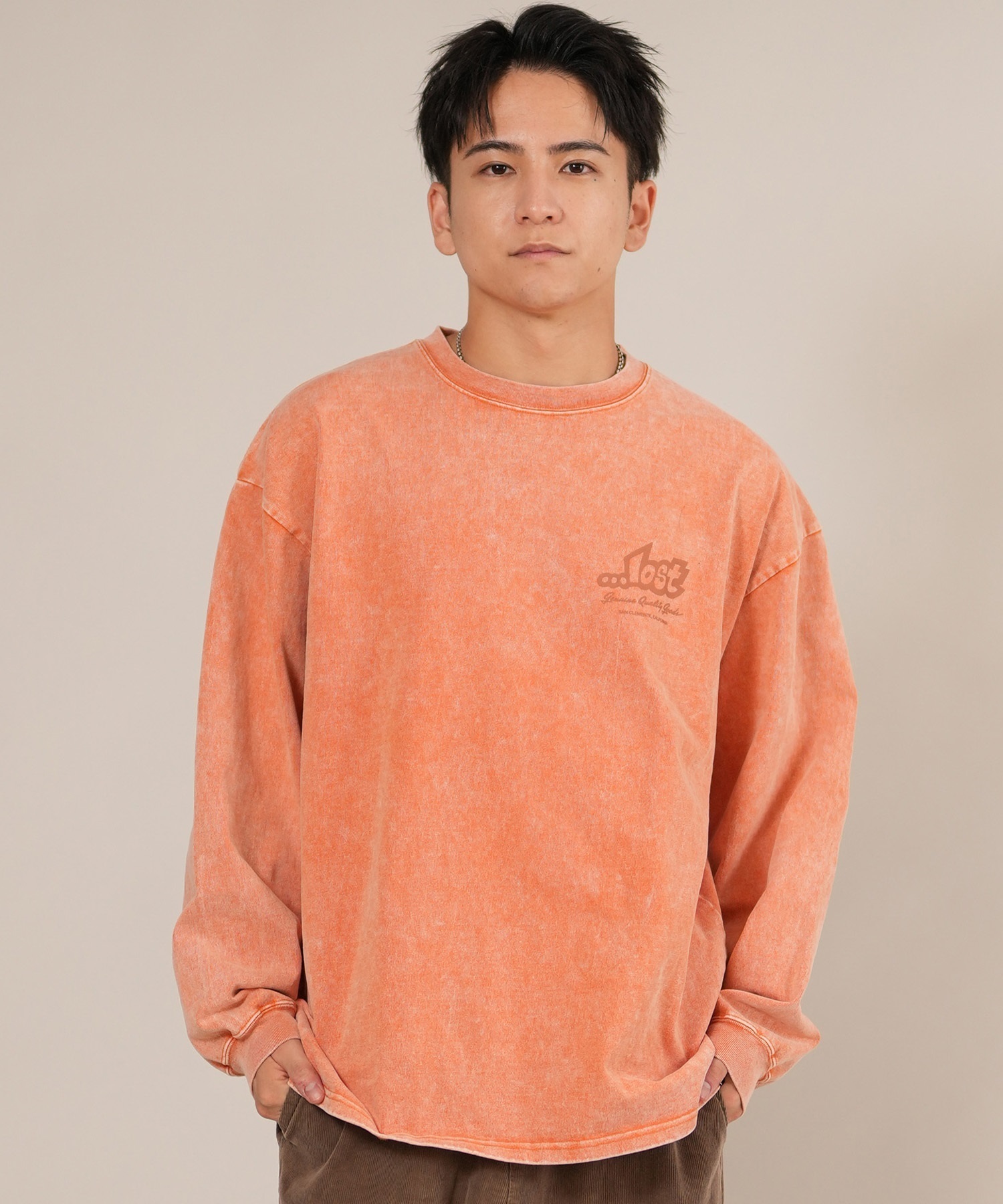 LOST ロスト 長袖 Tシャツ ロンT メンズ バックプリント ペイズリー柄