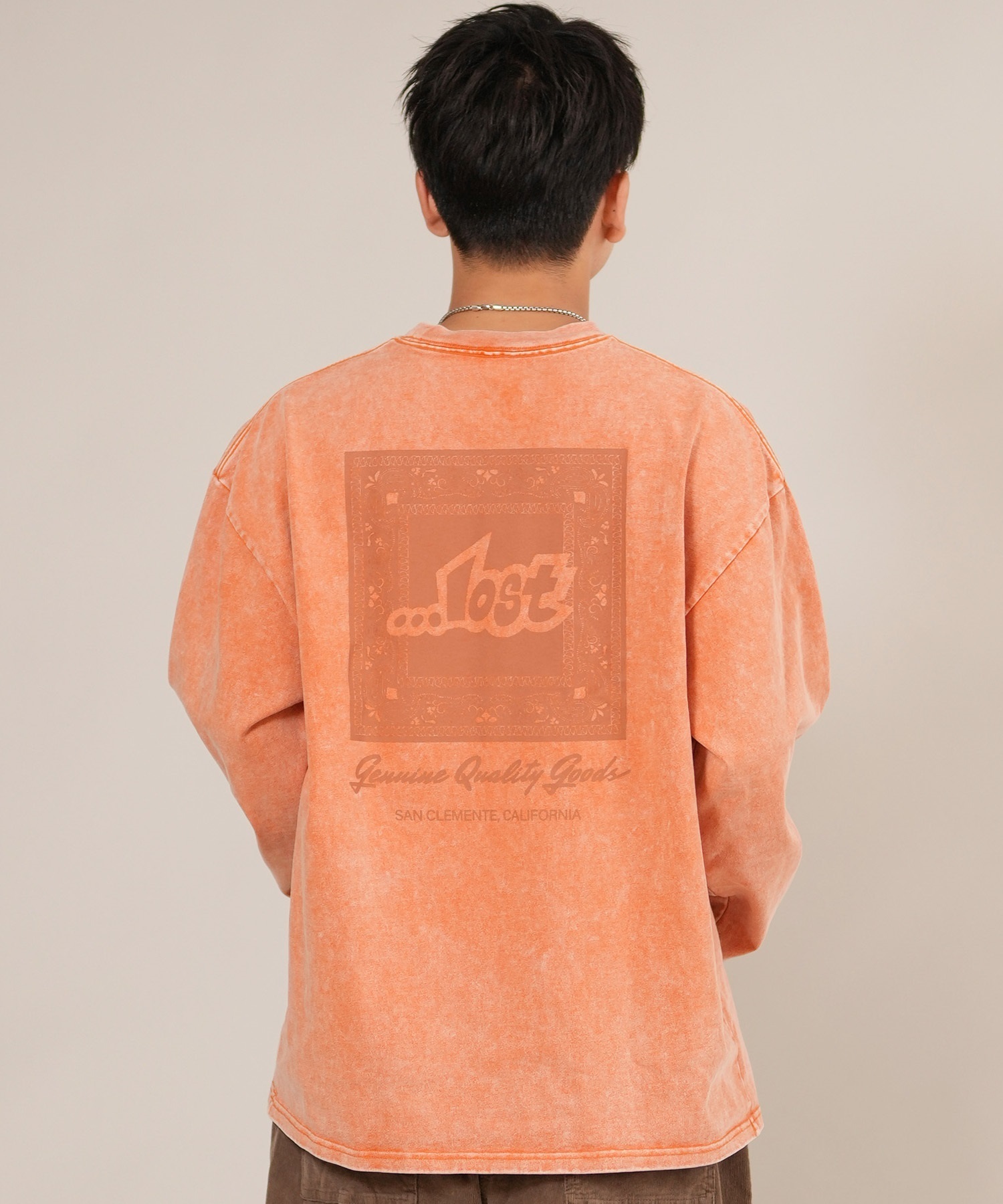 LOST ロスト 長袖 Tシャツ ロンT メンズ バックプリント ペイズリー柄