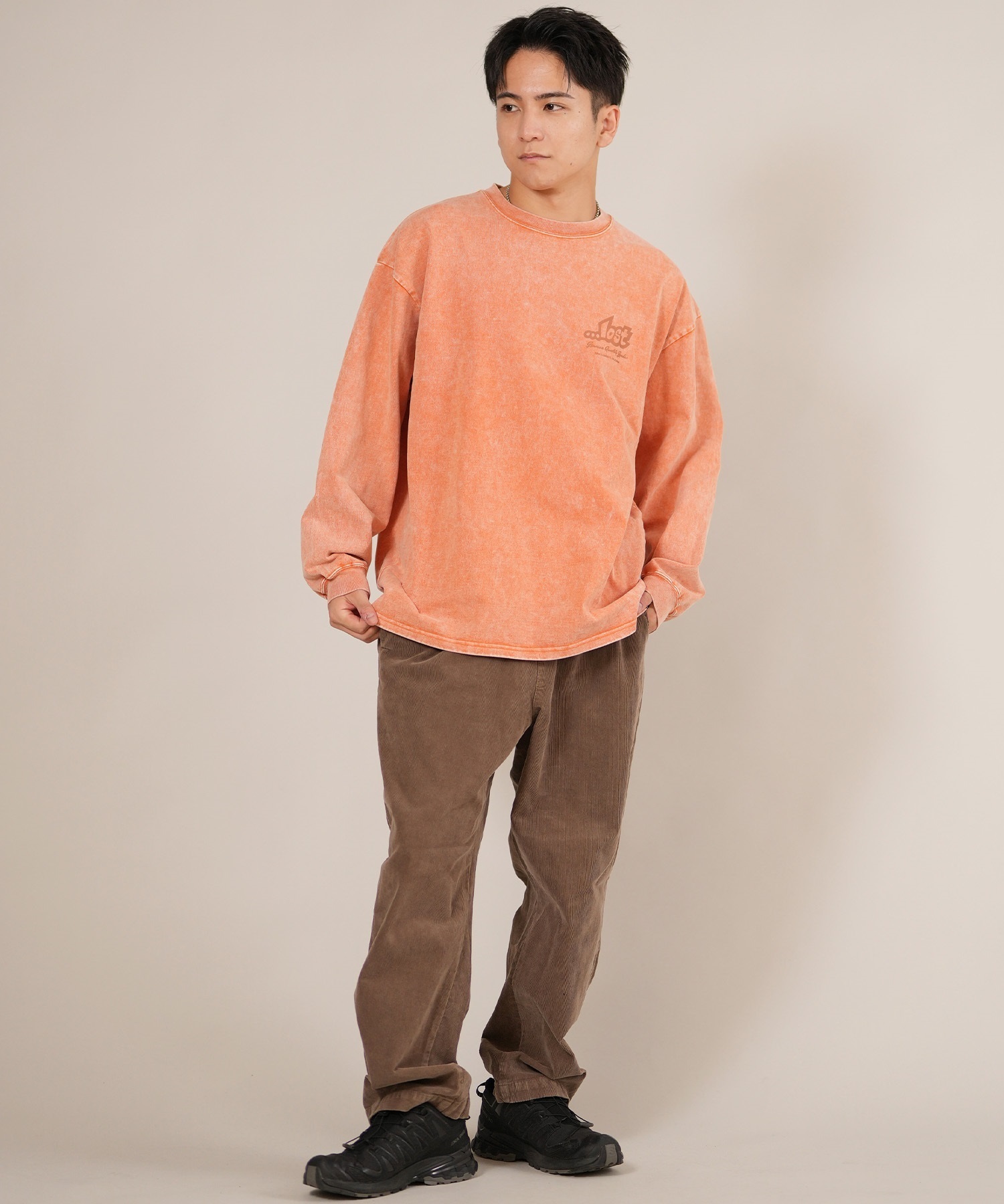 LOST ロスト 長袖 Tシャツ ロンT メンズ バックプリント ペイズリー柄