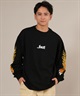 LOST ロスト 長袖 Tシャツ ロンT メンズ 袖プリント 古着風 ヴィンテージ加工 L25F-2204 ムラサキスポーツ限定(WHT-M)