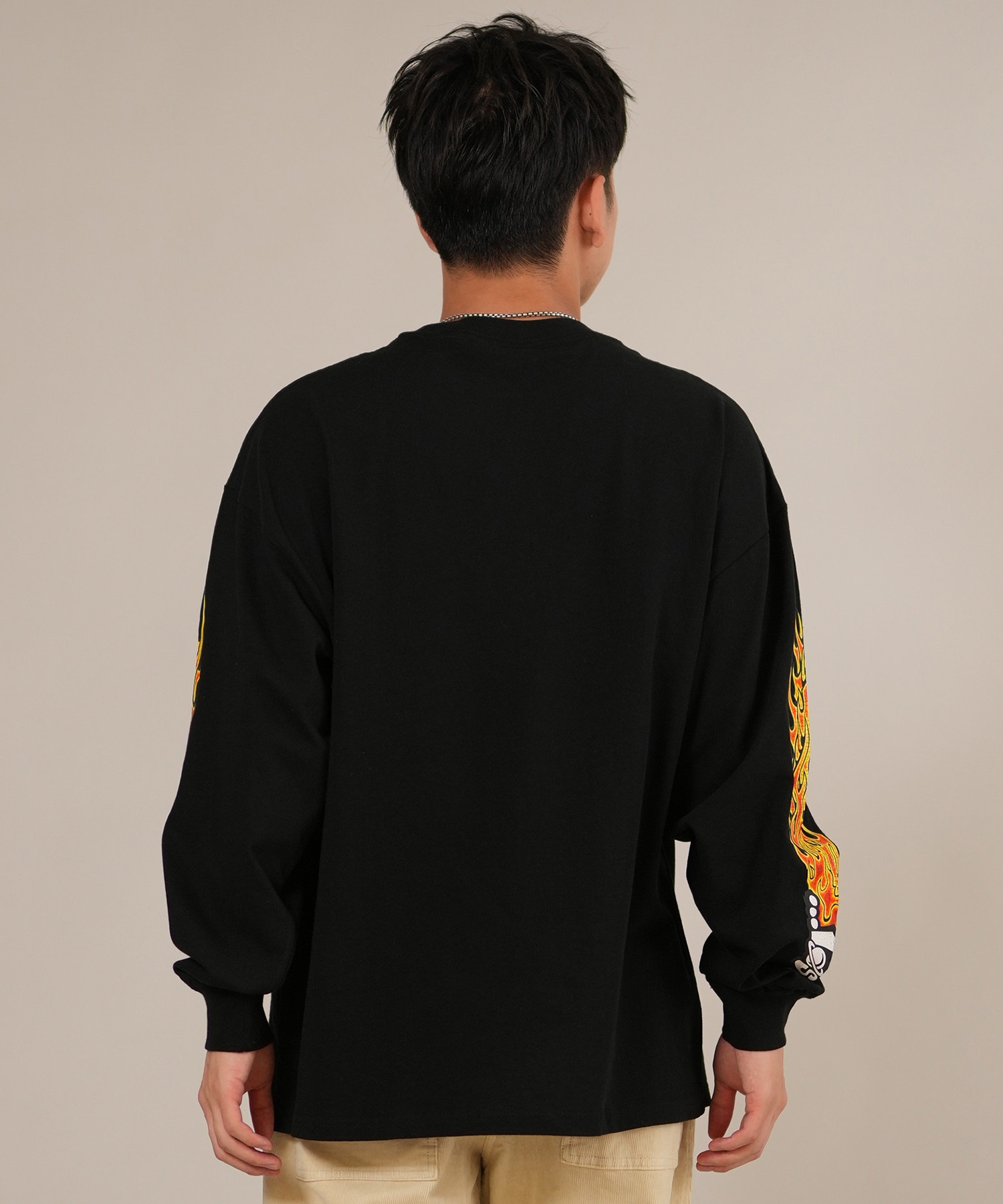 LOST ロスト 長袖 Tシャツ ロンT メンズ 袖プリント 古着風 ヴィンテージ加工 L25F-2204 ムラサキスポーツ限定(WHT-M)