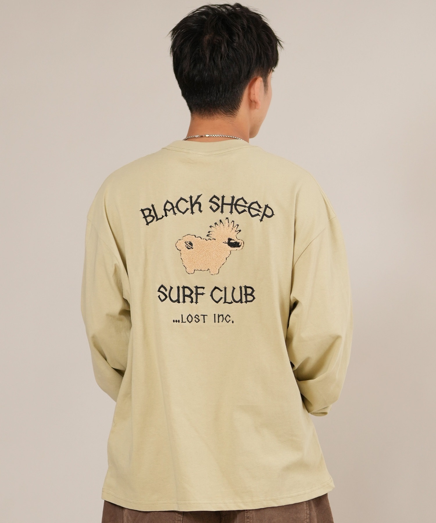 LOST ロスト 長袖 Tシャツ ロンT メンズ バックプリント ロゴ BLACK