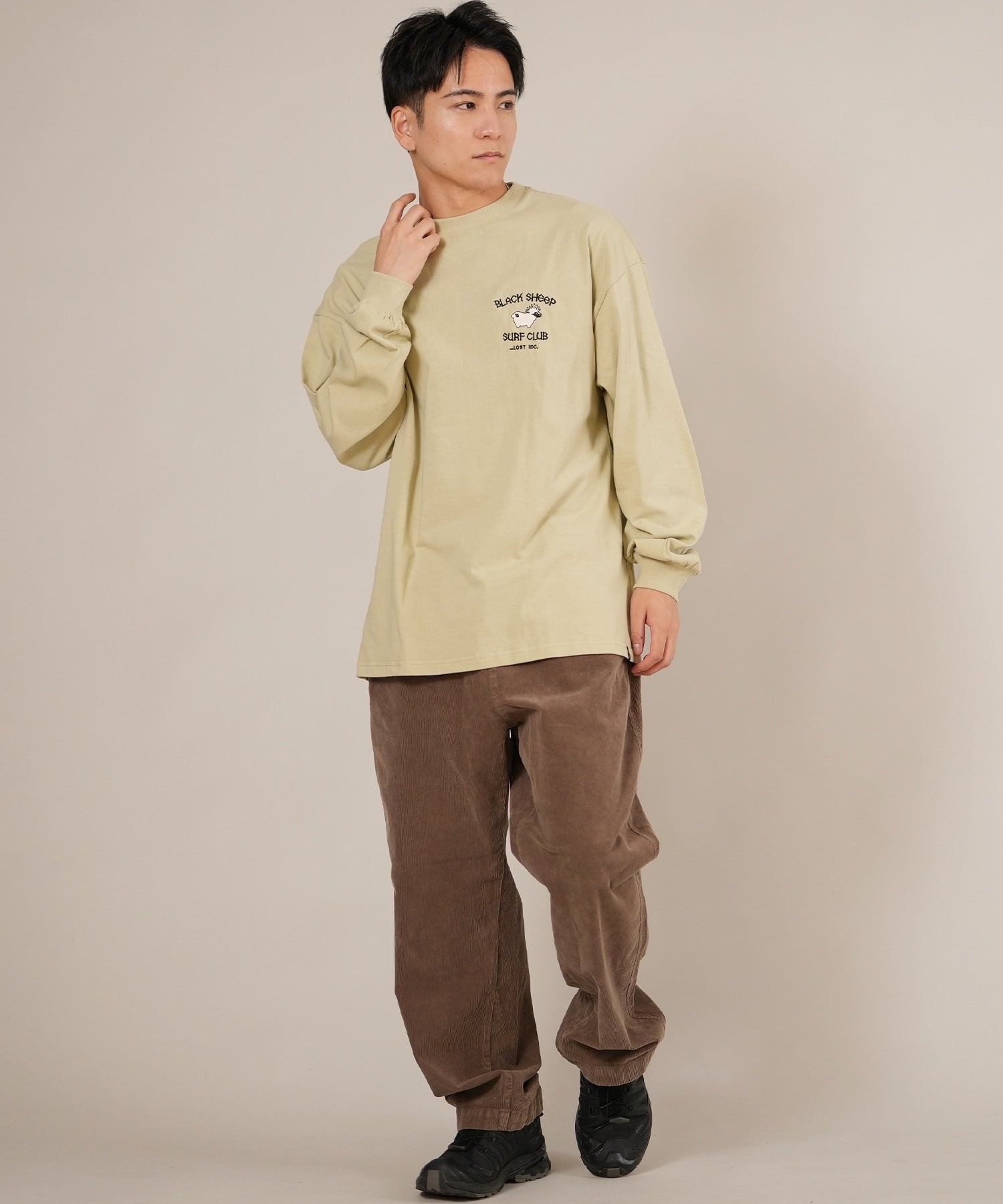 LOST ロスト 長袖 Tシャツ ロンT メンズ バックプリント ロゴ BLACK