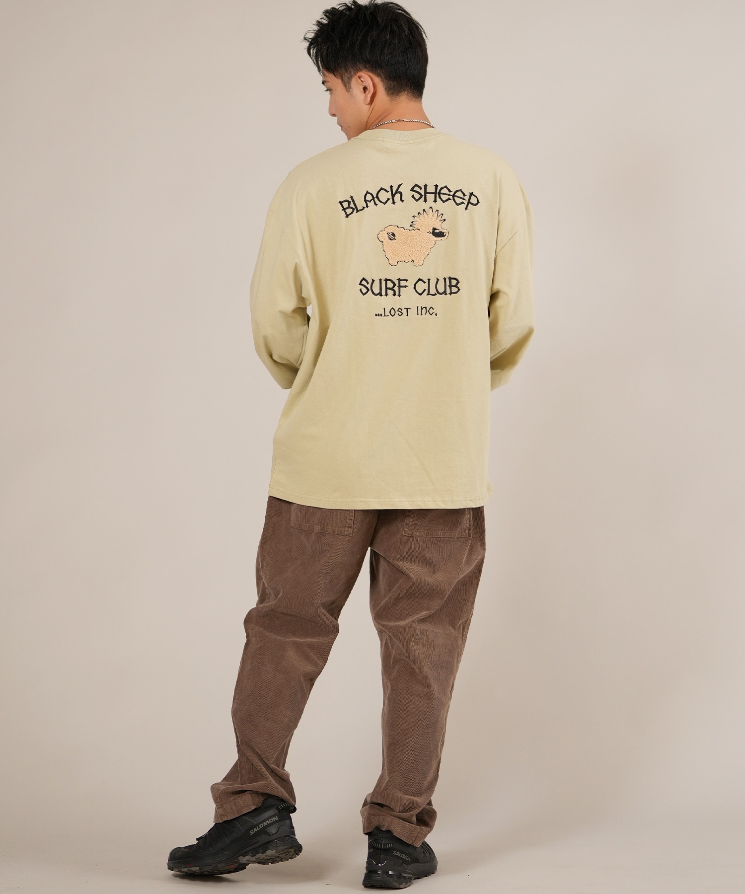 LOST ロスト 長袖 Tシャツ ロンT メンズ バックプリント ロゴ BLACK