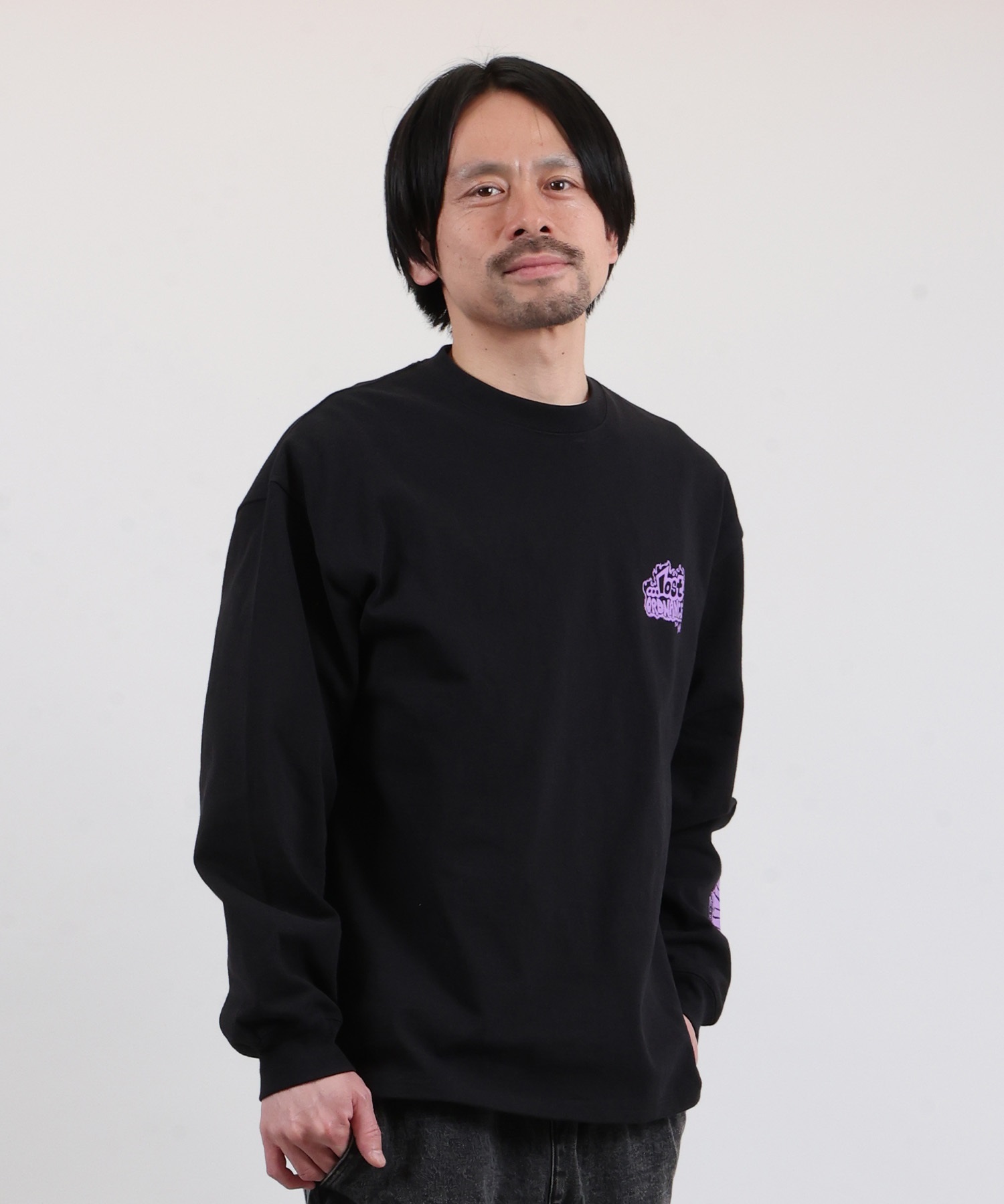 novelbright ガッキ オーバーサイズLS ロンT/ロングTシャツ 黒M LOST ロスト 長袖 Tシャツ ロンT メンズ バックプリント ORDANCE LS