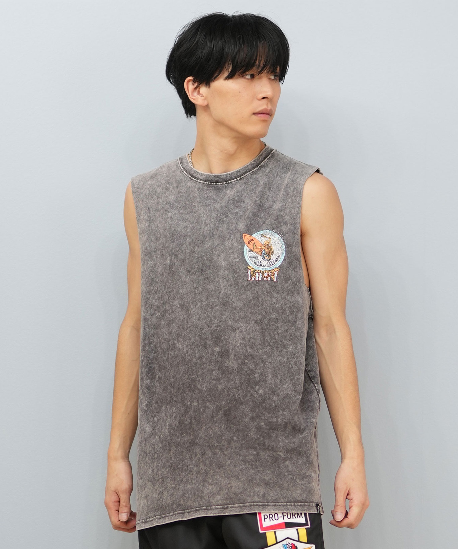 トップス oo2 PROJECT G/R SLEEVELESS T-SHIRT Half Zip Tank Top
