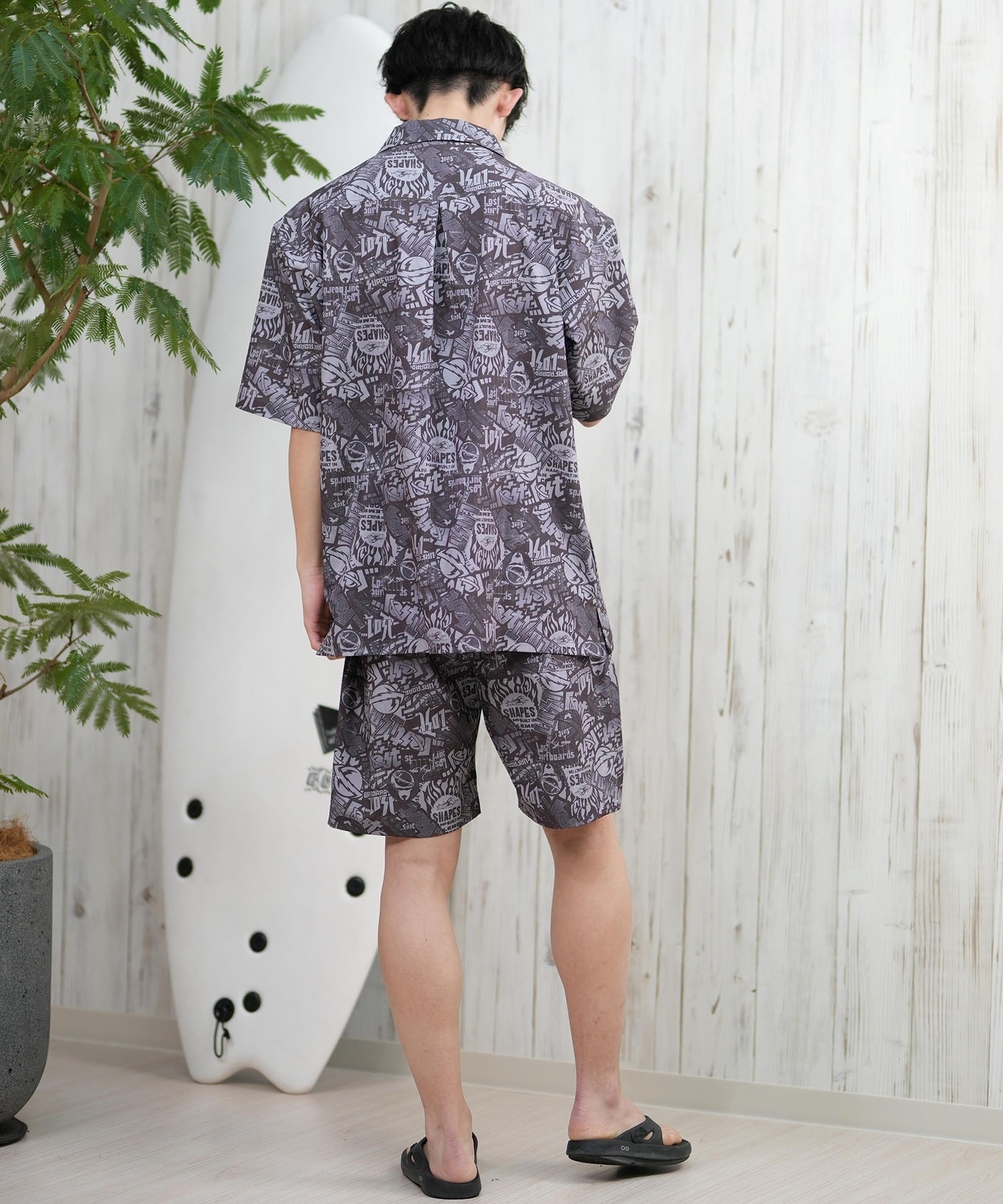 LOST ロスト 半袖シャツ メンズ 総柄 柄シャツ 水陸両用 セットアップ