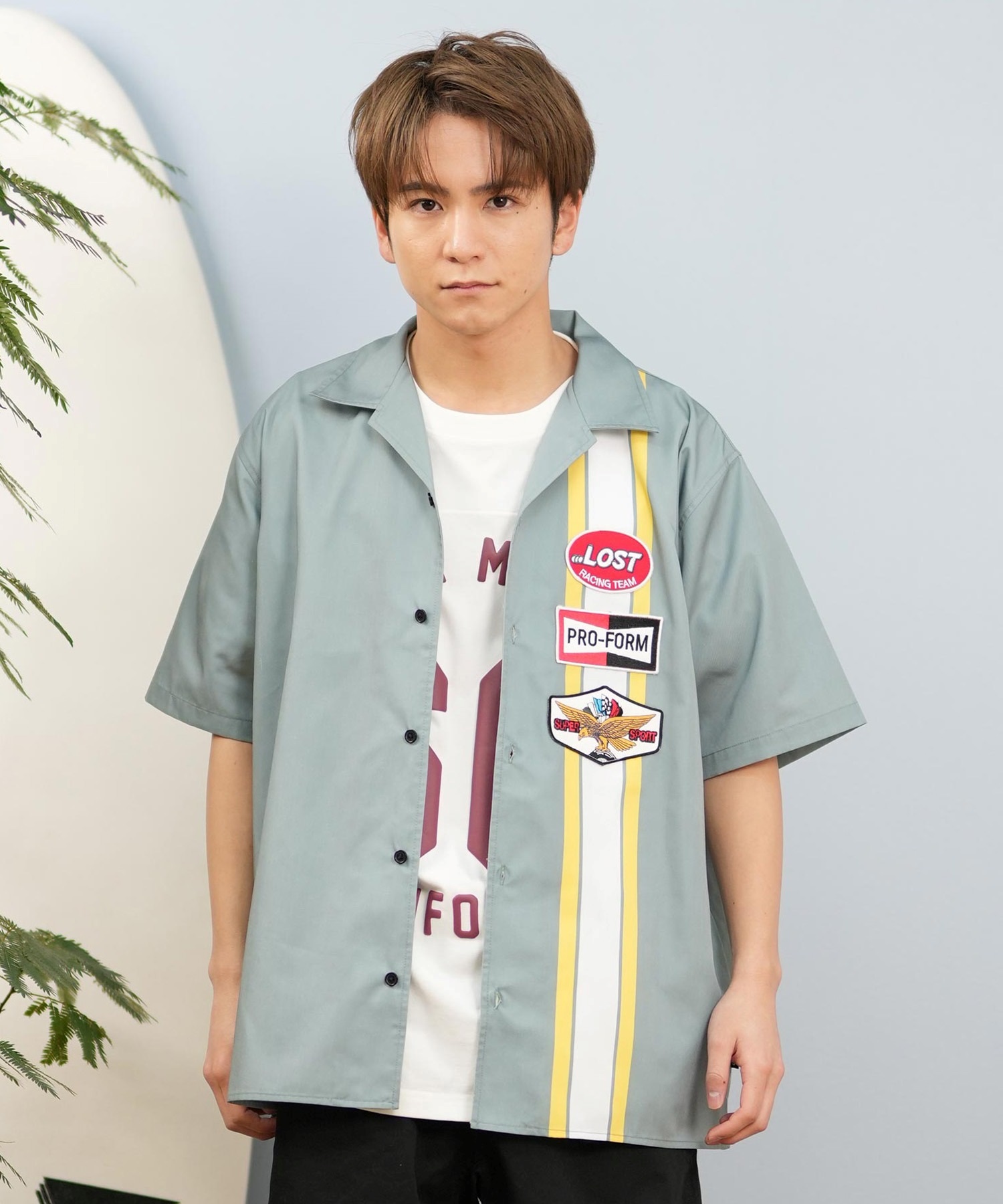 LOST ロスト 半袖 シャツ メンズ ワッペンデザイン 速乾 水陸両用
