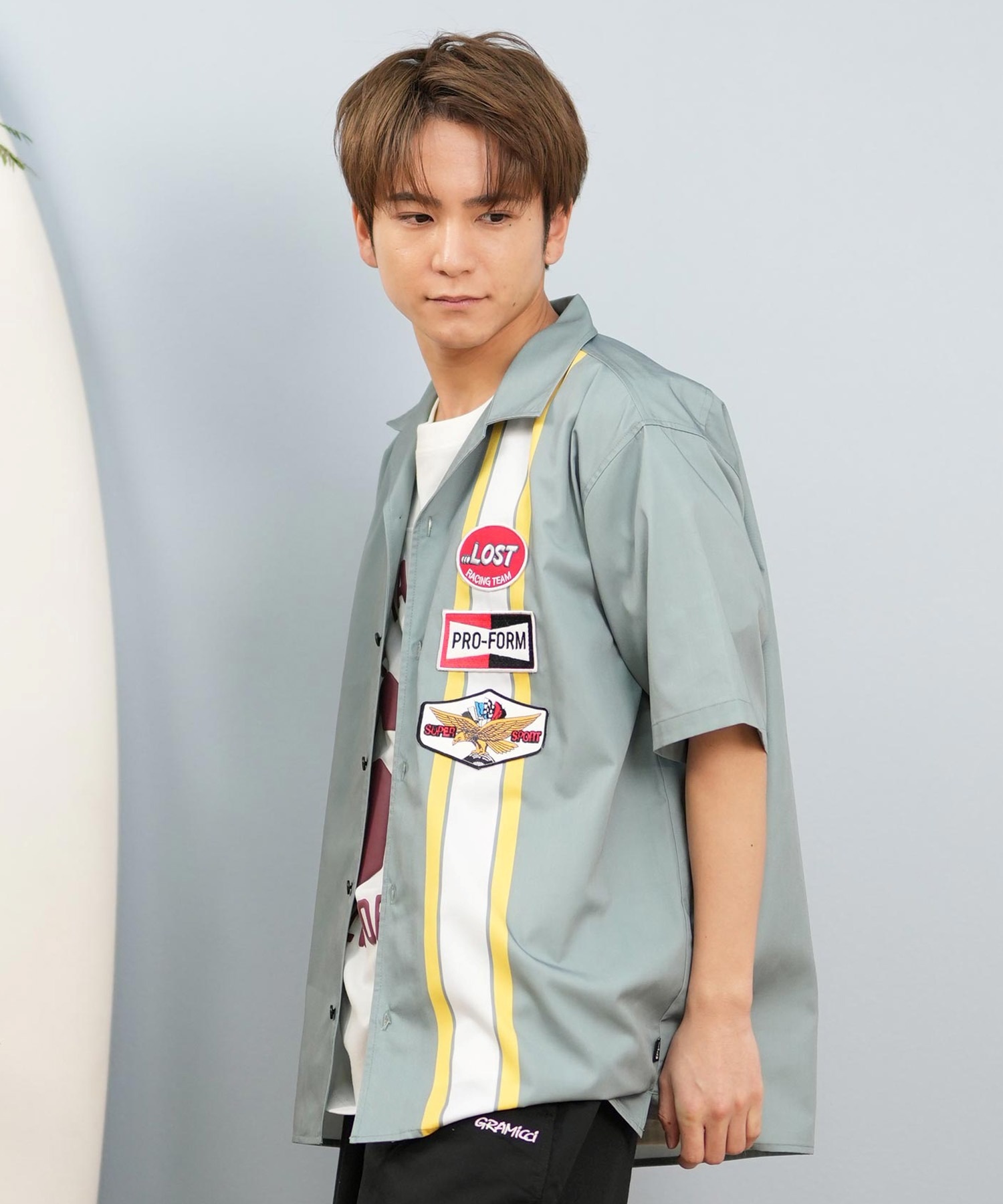 LOST ロスト 半袖 シャツ メンズ ワッペンデザイン 速乾 水陸両用