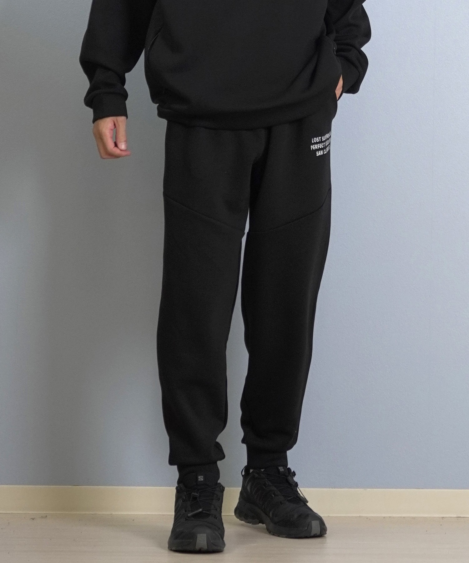 LOST ロスト ロングパンツ メンズ スウェットパンツ ジョガーパンツ セットアップ対応 L25F-3101 ムラサキスポーツ限定(BLK-M)