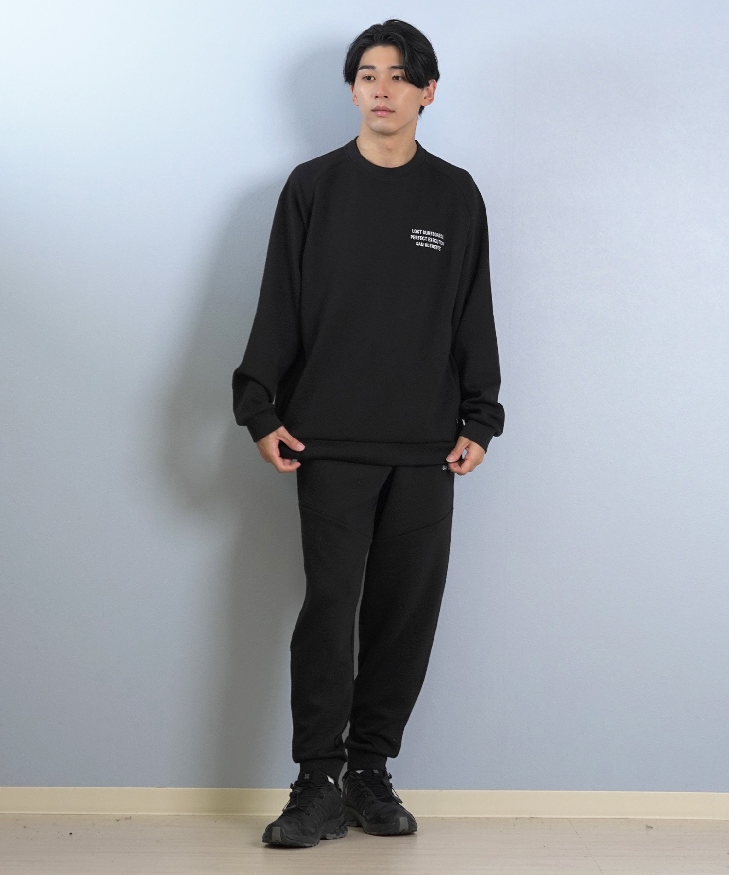 LOST ロスト ロングパンツ メンズ スウェットパンツ ジョガーパンツ セットアップ対応 L25F-3101 ムラサキスポーツ限定(BLK-M)