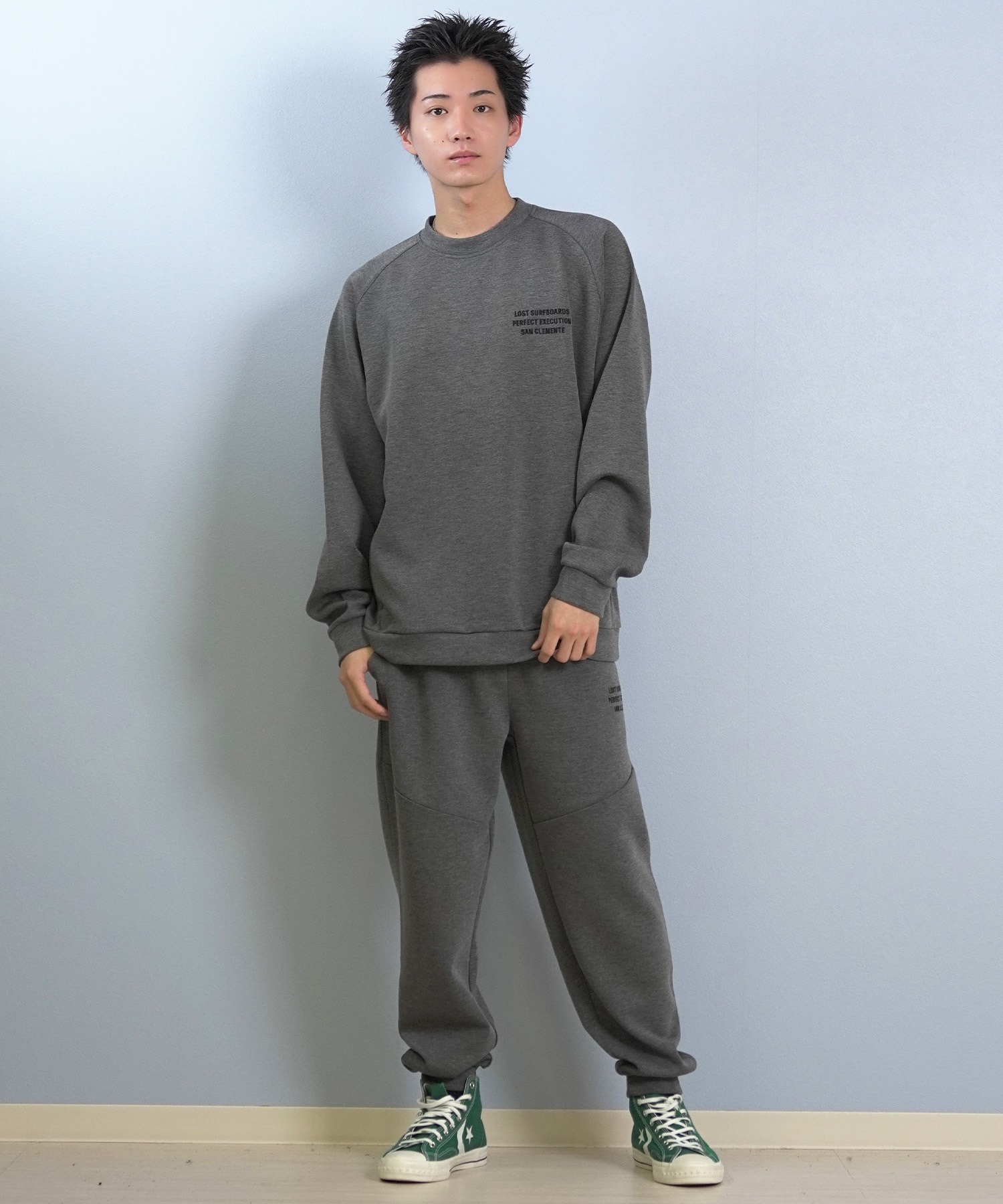 LOST ロスト ロングパンツ メンズ スウェットパンツ ジョガーパンツ セットアップ対応 L25F-3101 ムラサキスポーツ限定(BLK-M)