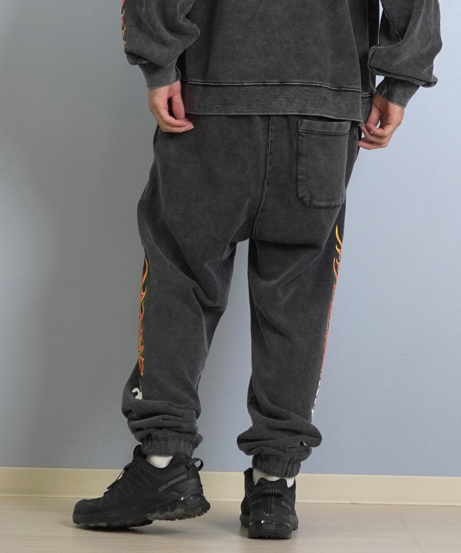 LOST ロスト ロングパンツ メンズ スウェットパンツ 古着風 ヴィンテージ加工 裏毛 セットアップ対応 L25F-3102 ムラサキスポーツ限定(WHT-M)