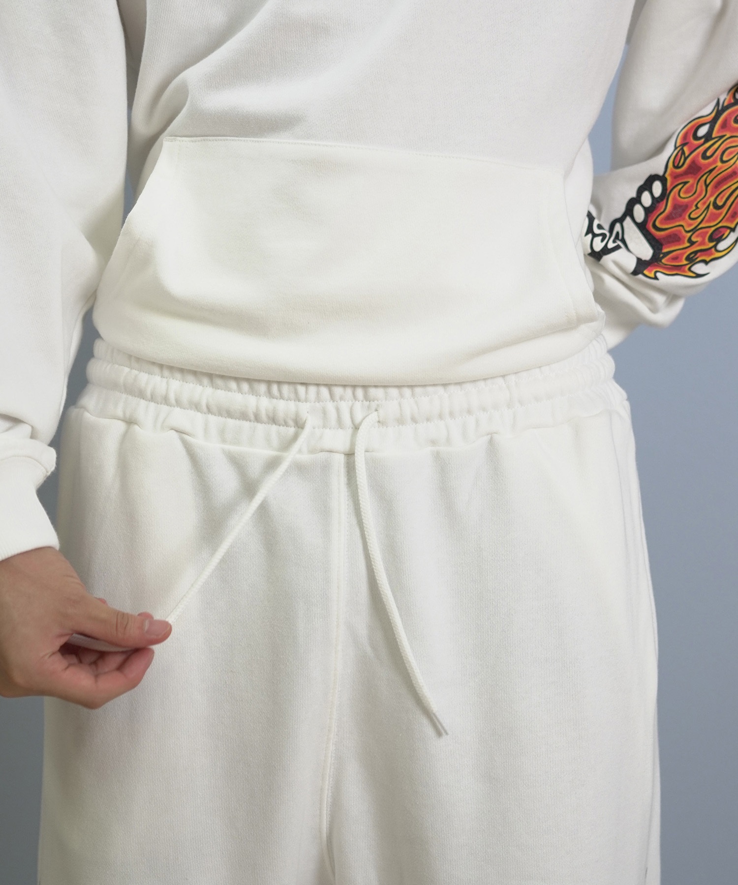 LOST ロスト ロングパンツ メンズ スウェットパンツ 古着風 ヴィンテージ加工 裏毛 セットアップ対応 L25F-3102 ムラサキスポーツ限定(WHT-M)