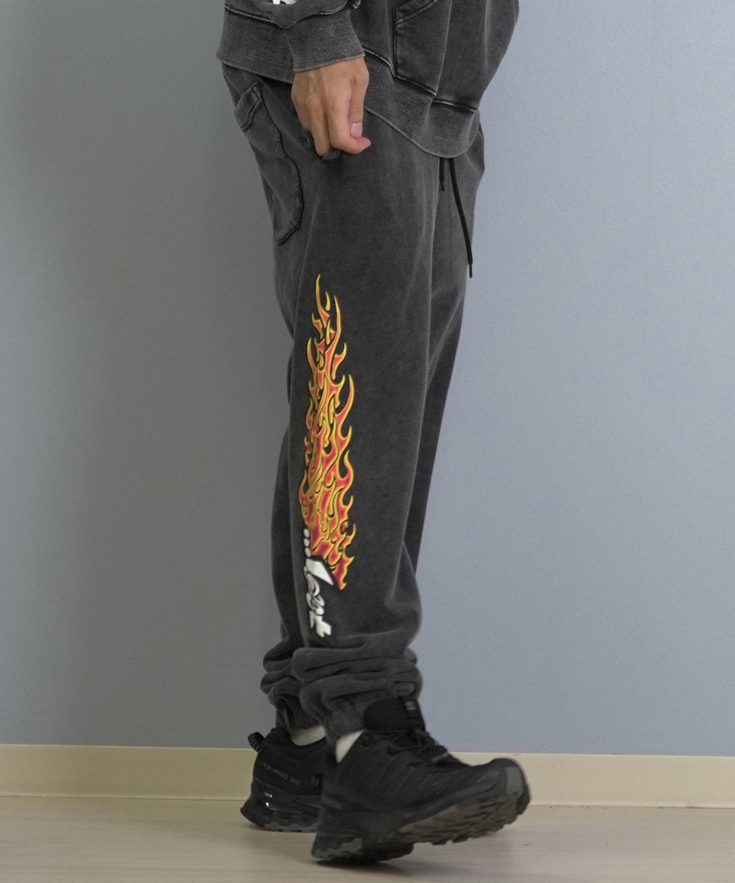 LOST ロスト ロングパンツ メンズ スウェットパンツ 古着風 ヴィンテージ加工 裏毛 セットアップ対応 L25F-3102 ムラサキスポーツ限定(WHT-M)