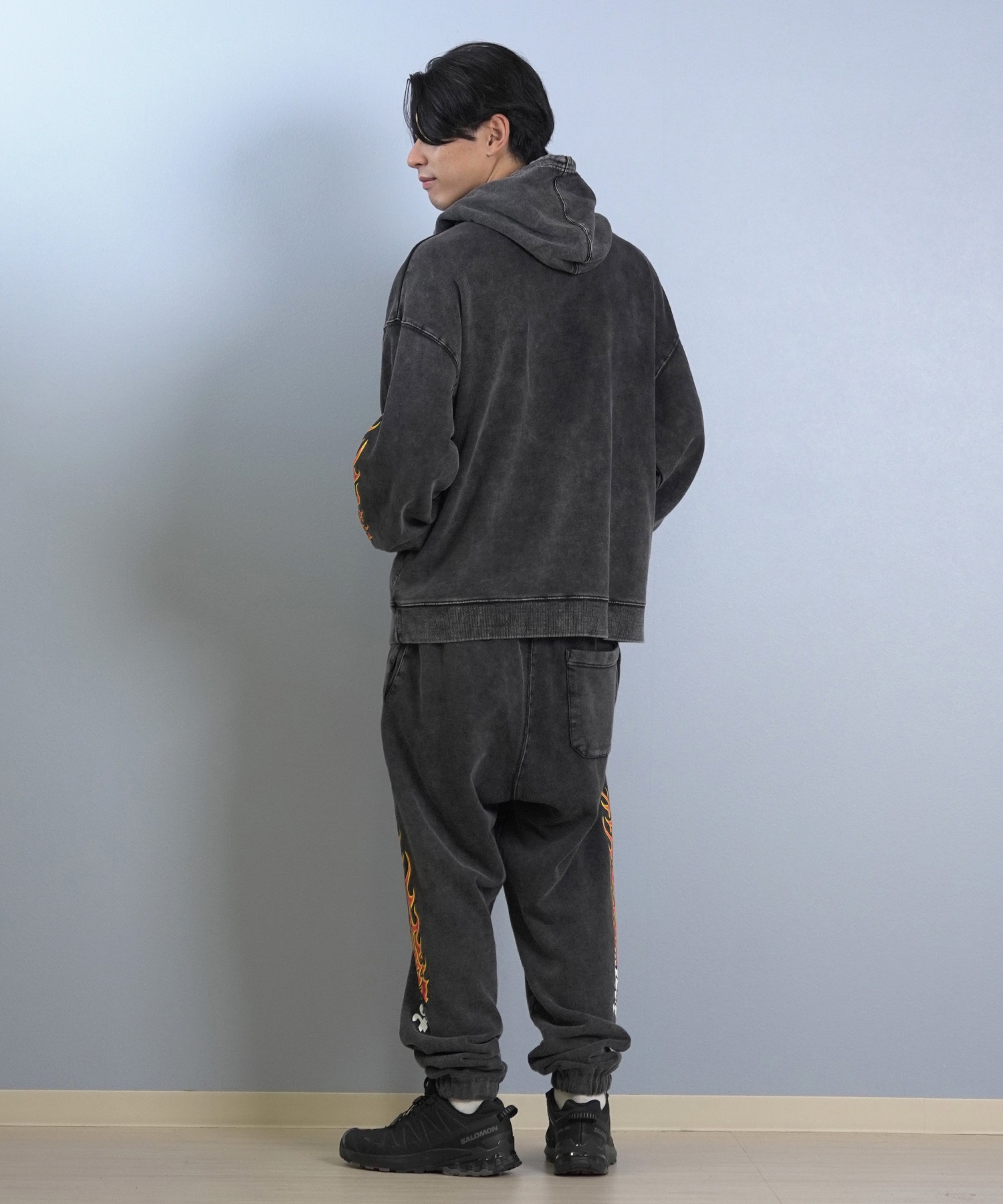 LOST ロスト ロングパンツ メンズ スウェットパンツ 古着風 ヴィンテージ加工 裏毛 セットアップ対応 L25F-3102 ムラサキスポーツ限定(WHT-M)