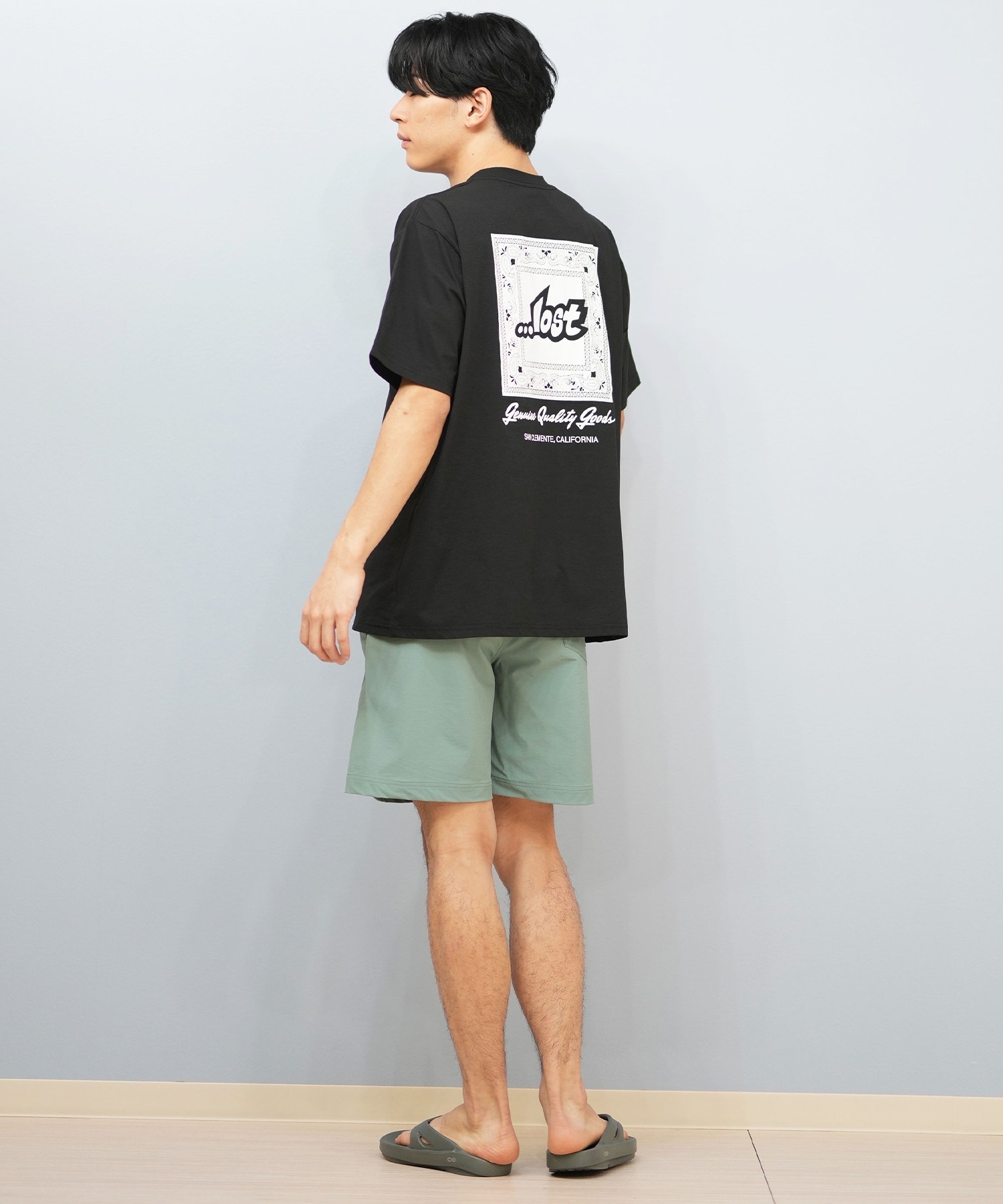 LOST ロスト 水着 ラッシュガード 半袖 Tシャツ メンズ バックプリント