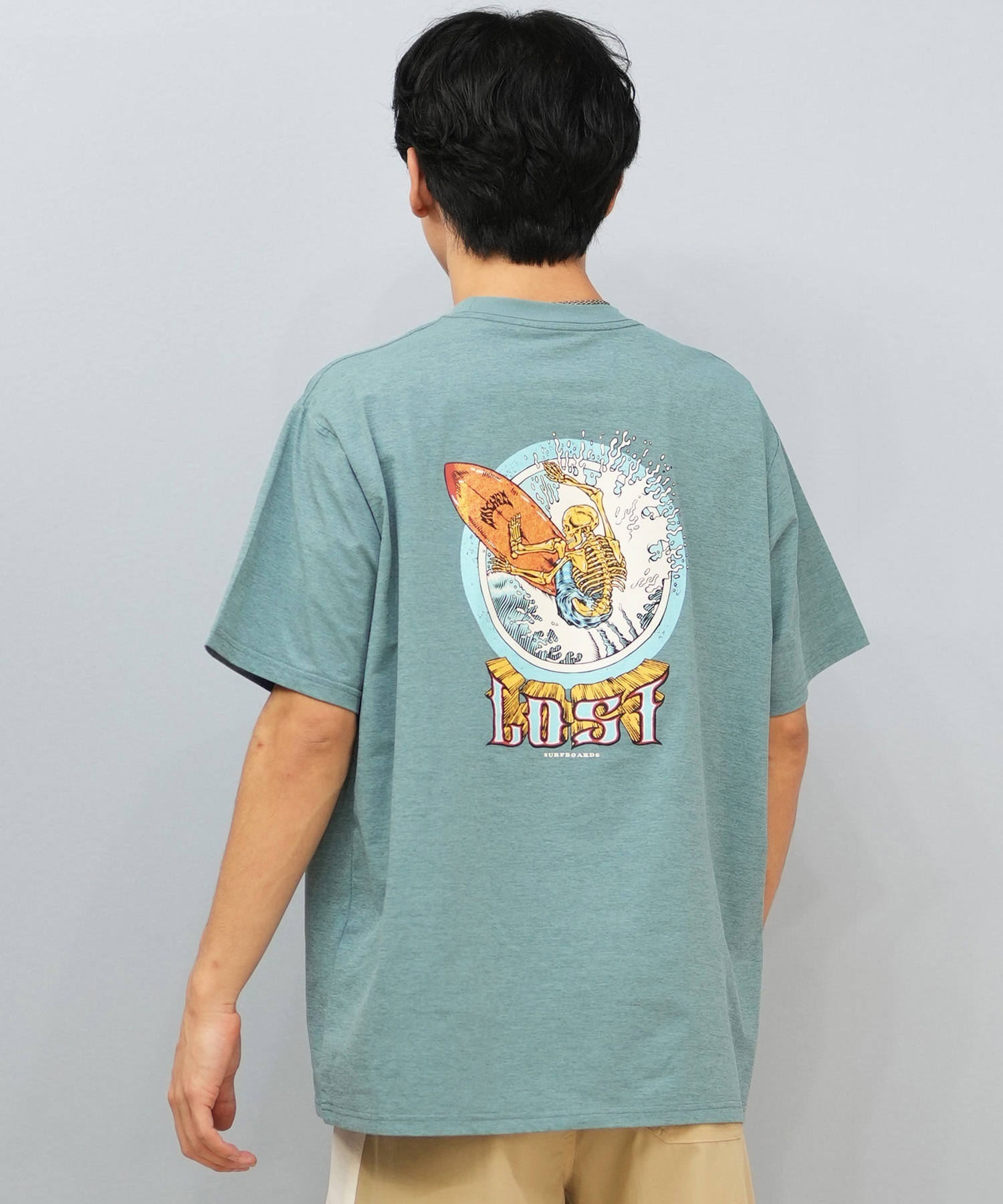 LOST ロスト 水着 ラッシュガード 半袖 Tシャツ メンズ バックプリント 水陸両用 吸水速乾 UVカット L25S-4302 ムラサキスポーツ限定(WHT-M)