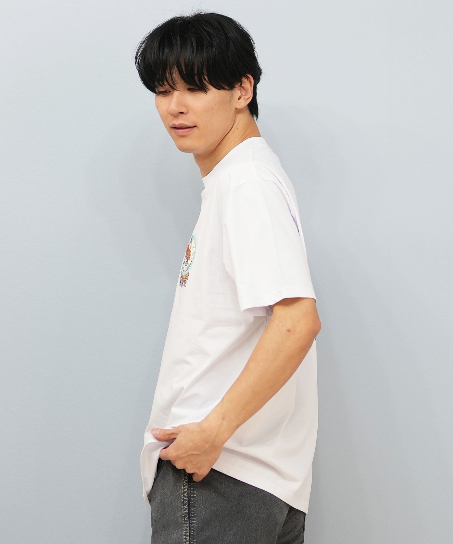 LOST ロスト 水着 ラッシュガード 半袖 Tシャツ メンズ バックプリント 水陸両用 吸水速乾 UVカット L25S-4302 ムラサキスポーツ限定(WHT-M)