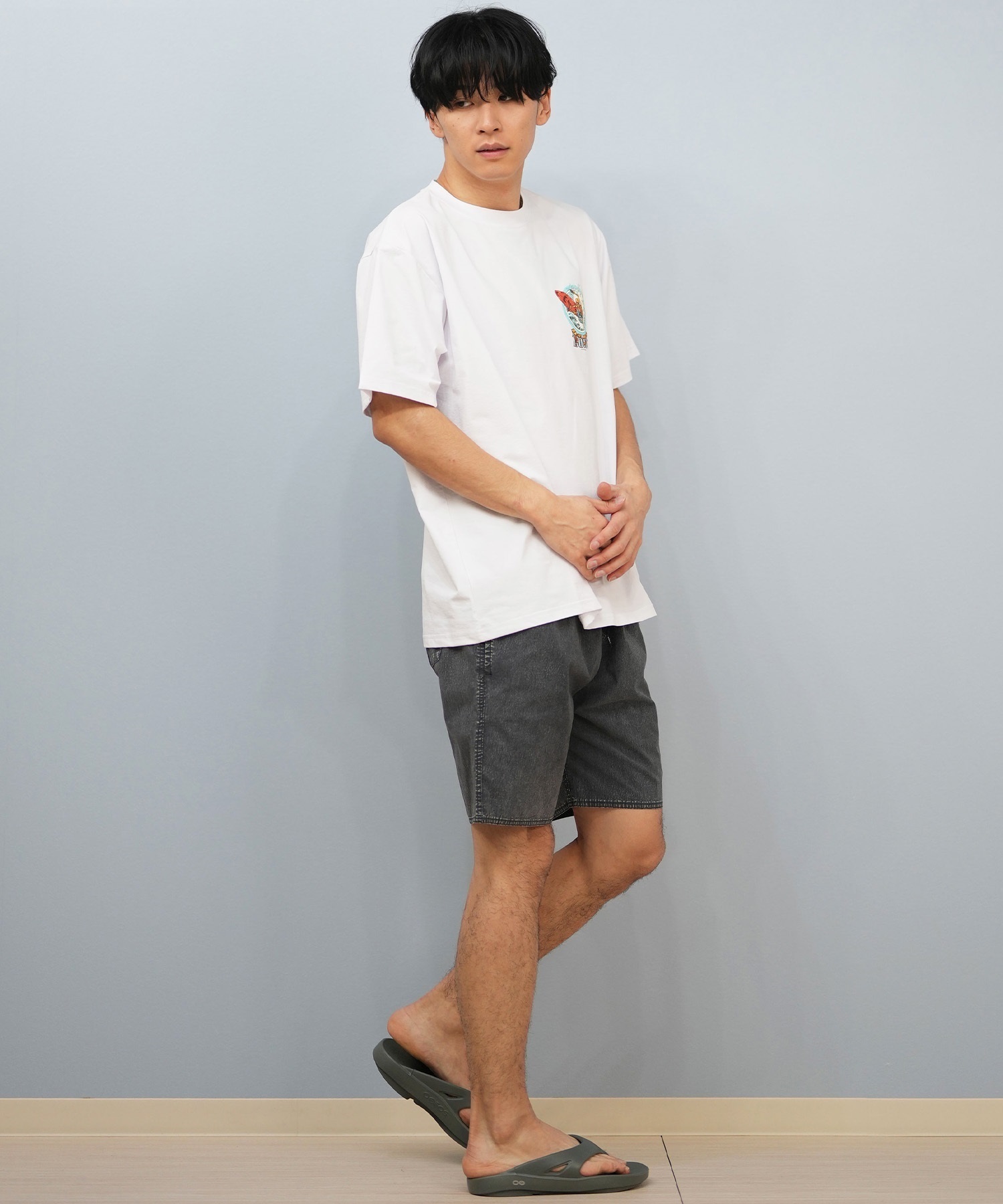 LOST ロスト 水着 ラッシュガード 半袖 Tシャツ メンズ バックプリント 水陸両用 吸水速乾 UVカット L25S-4302 ムラサキスポーツ限定(WHT-M)
