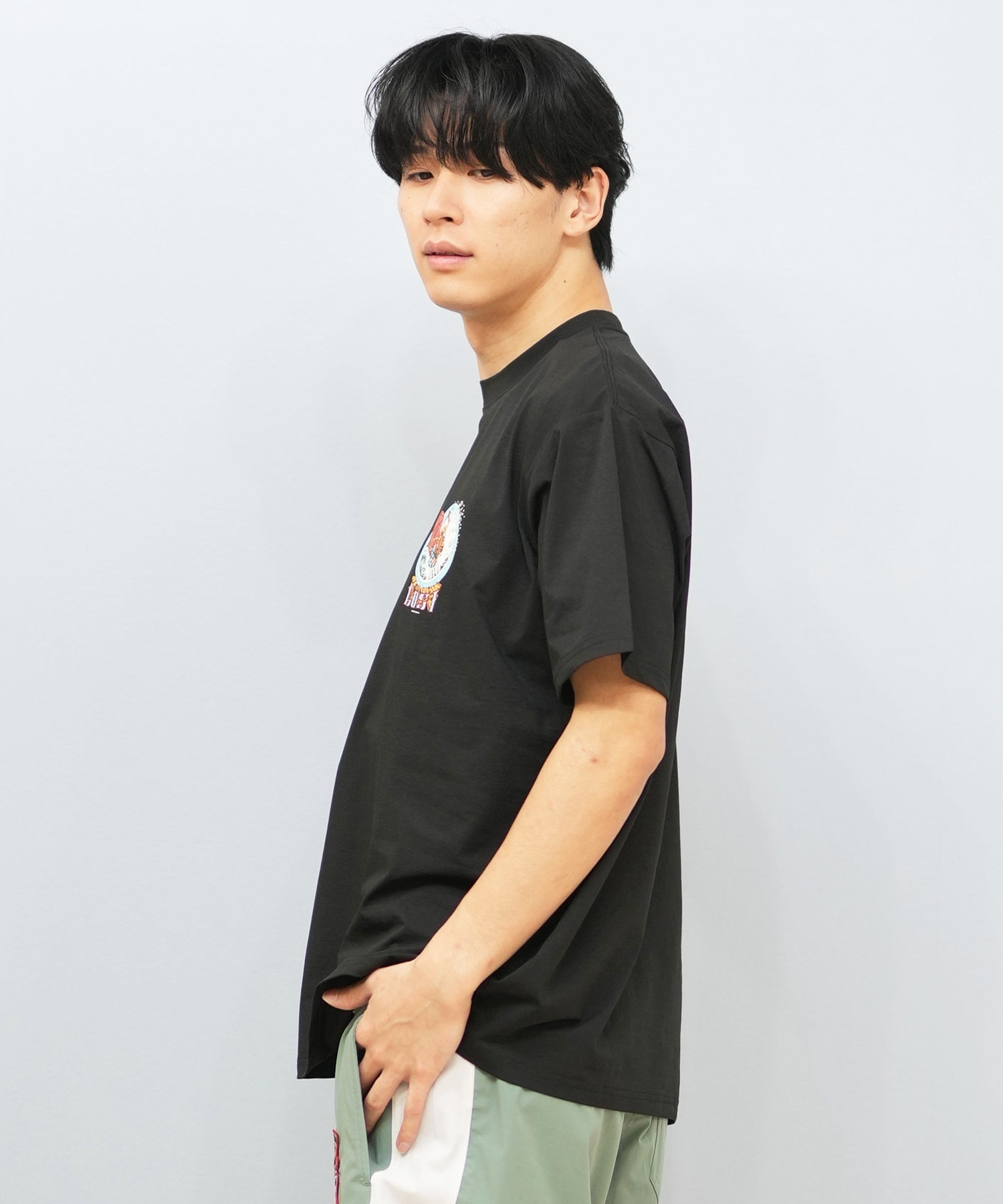 LOST ロスト 水着 ラッシュガード 半袖 Tシャツ メンズ バックプリント 水陸両用 吸水速乾 UVカット L25S-4302 ムラサキスポーツ限定(WHT-M)