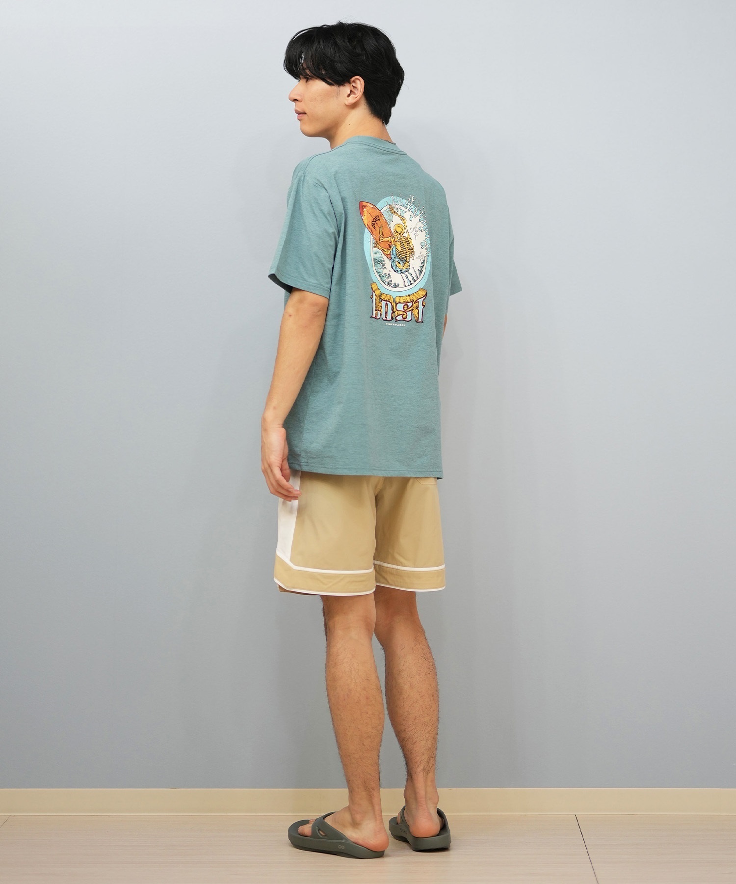 LOST ロスト 水着 ラッシュガード 半袖 Tシャツ メンズ バックプリント 水陸両用 吸水速乾 UVカット L25S-4302 ムラサキスポーツ限定(WHT-M)