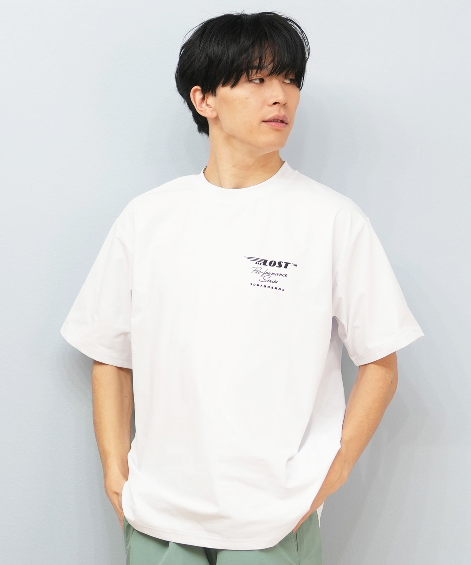 LOST ロスト 水着 ラッシュガード 半袖 Tシャツ メンズ バックプリント 水陸両用 吸水速乾 UVカット L25S-4303 ムラサキスポーツ限定(WHT-M)