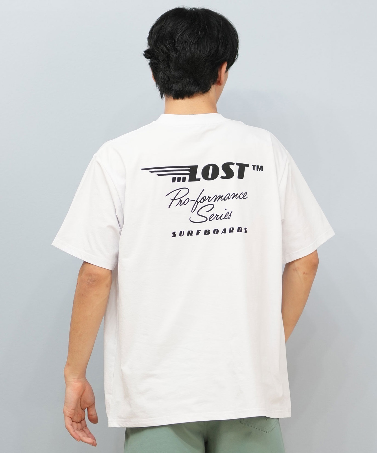 LOST ロスト 水着 ラッシュガード 半袖 Tシャツ メンズ バックプリント 水陸両用 吸水速乾 UVカット L25S-4303 ムラサキスポーツ限定(WHT-M)